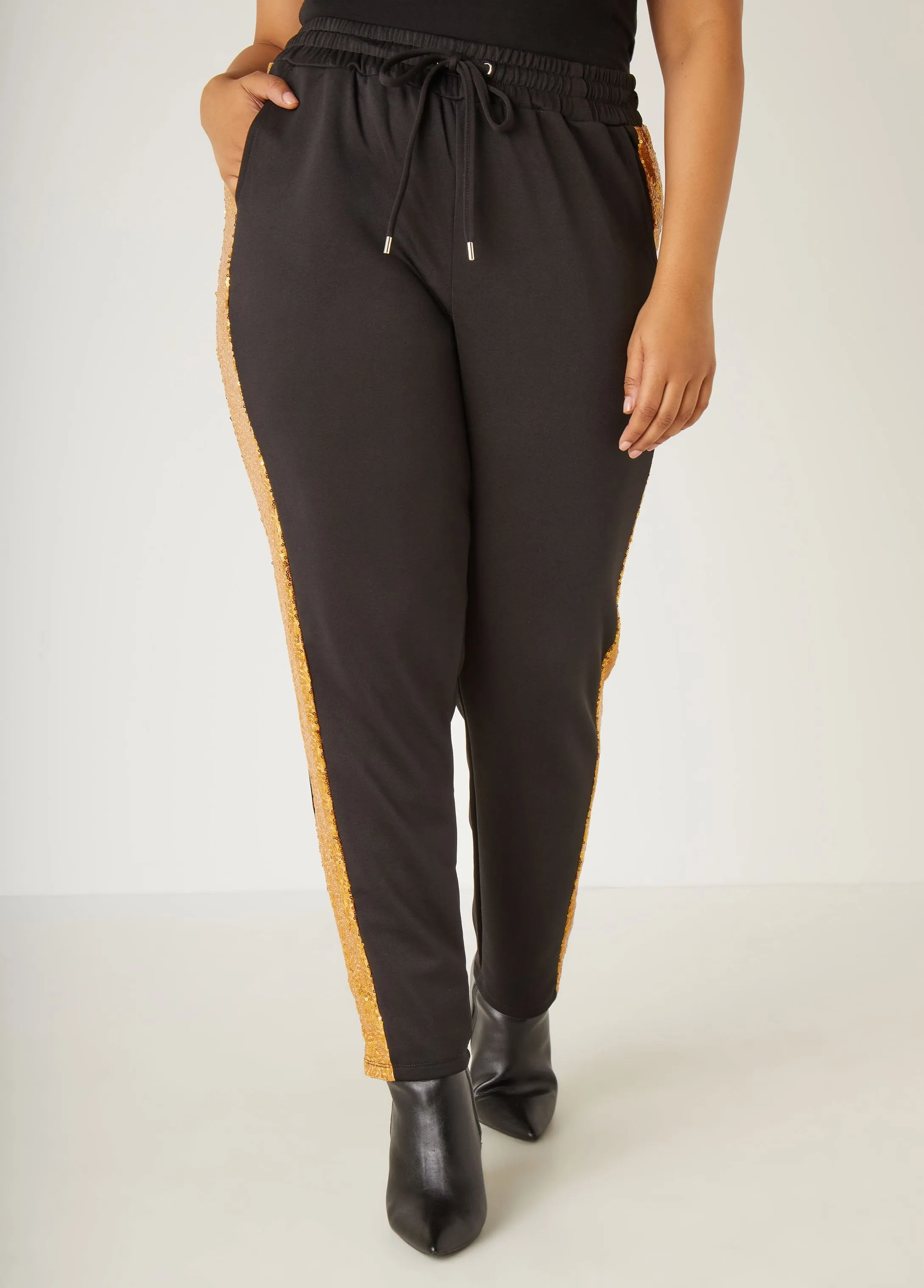 Sequin Trimmed Joggers sold by Ashley Stewart product image thumbnail 4
