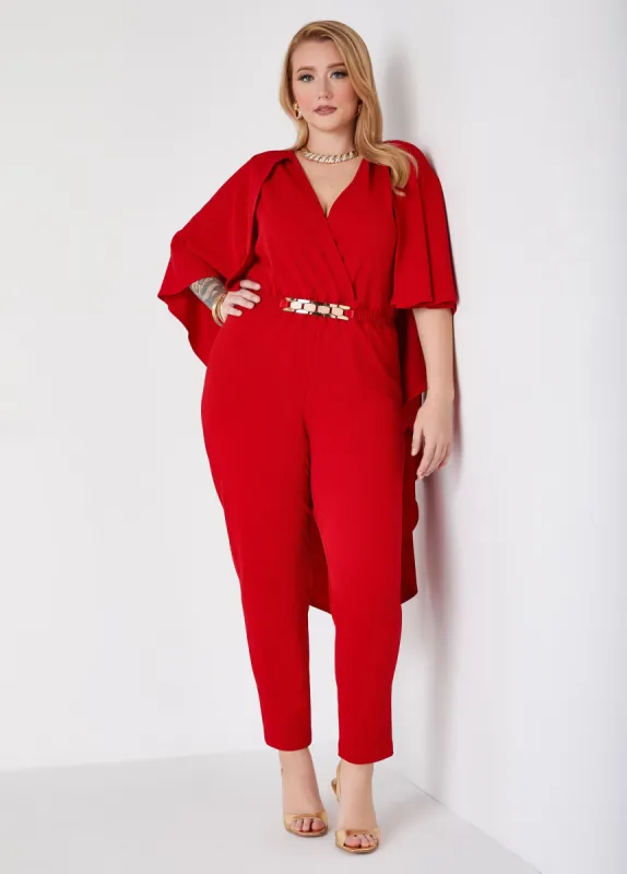 Chain Link Faux Wrap Jumpsuit sold by Ashley Stewart