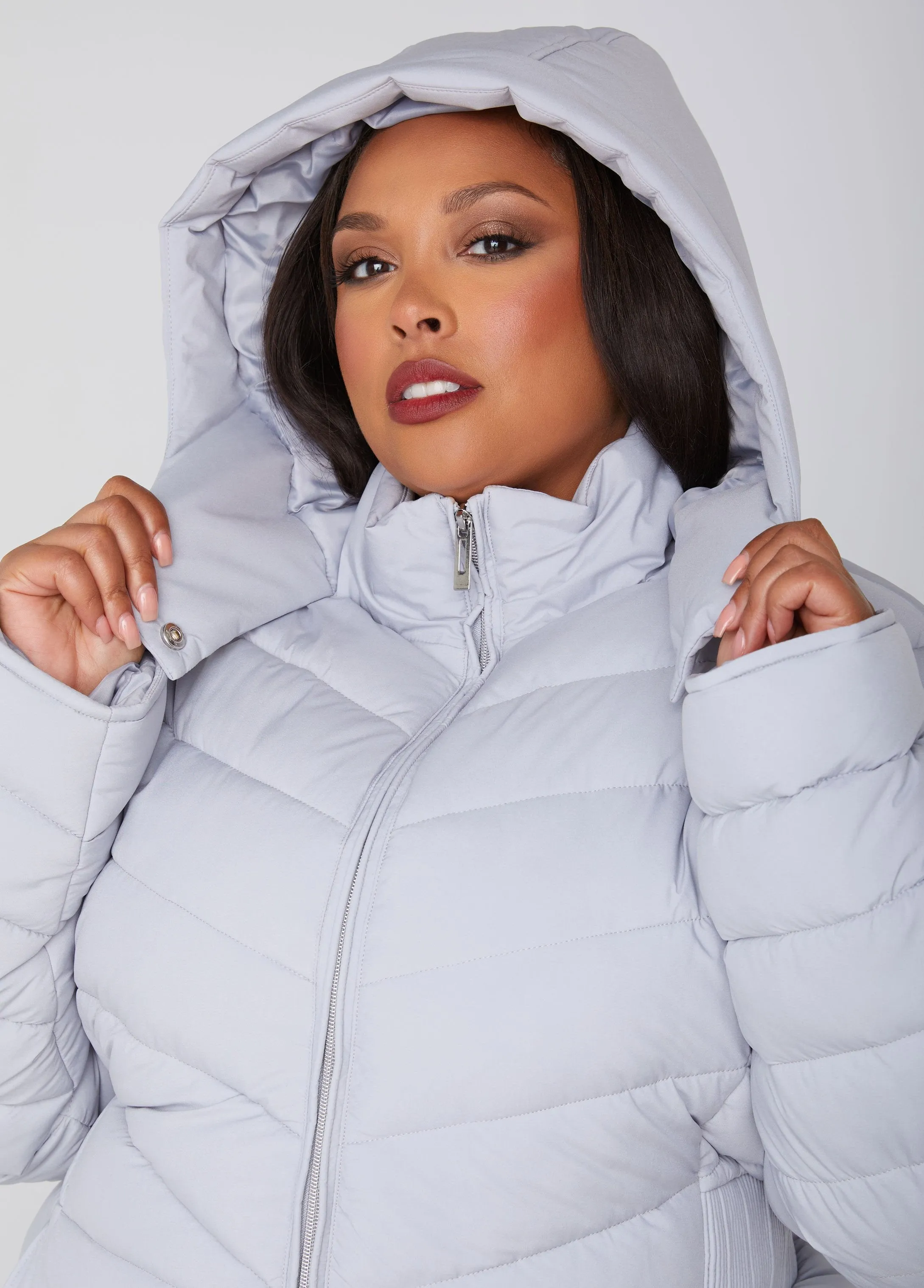 Hooded Ribbed Puffer Coat sold by Ashley Stewart product image thumbnail 4