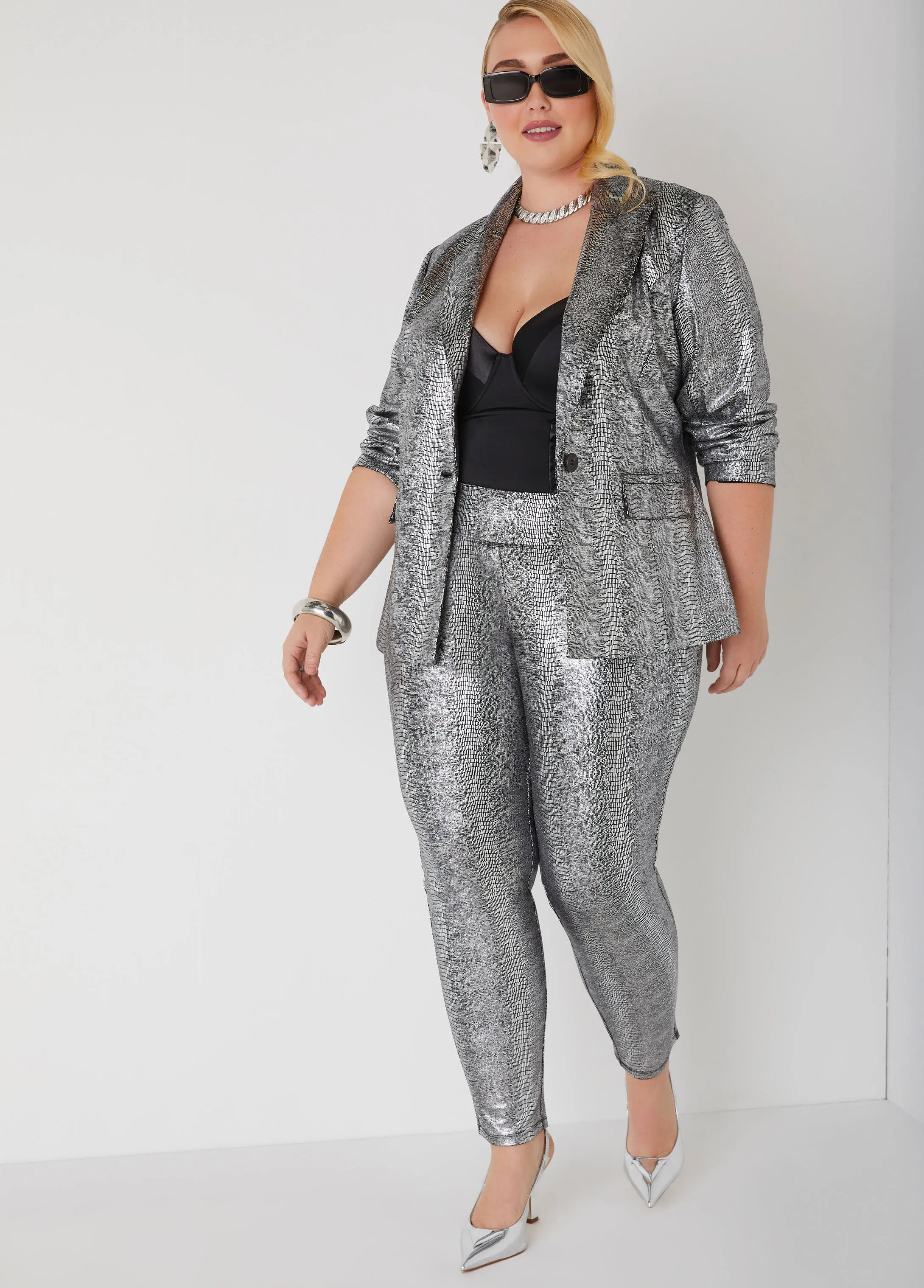 Printed Metallic Leggings sold by Ashley Stewart