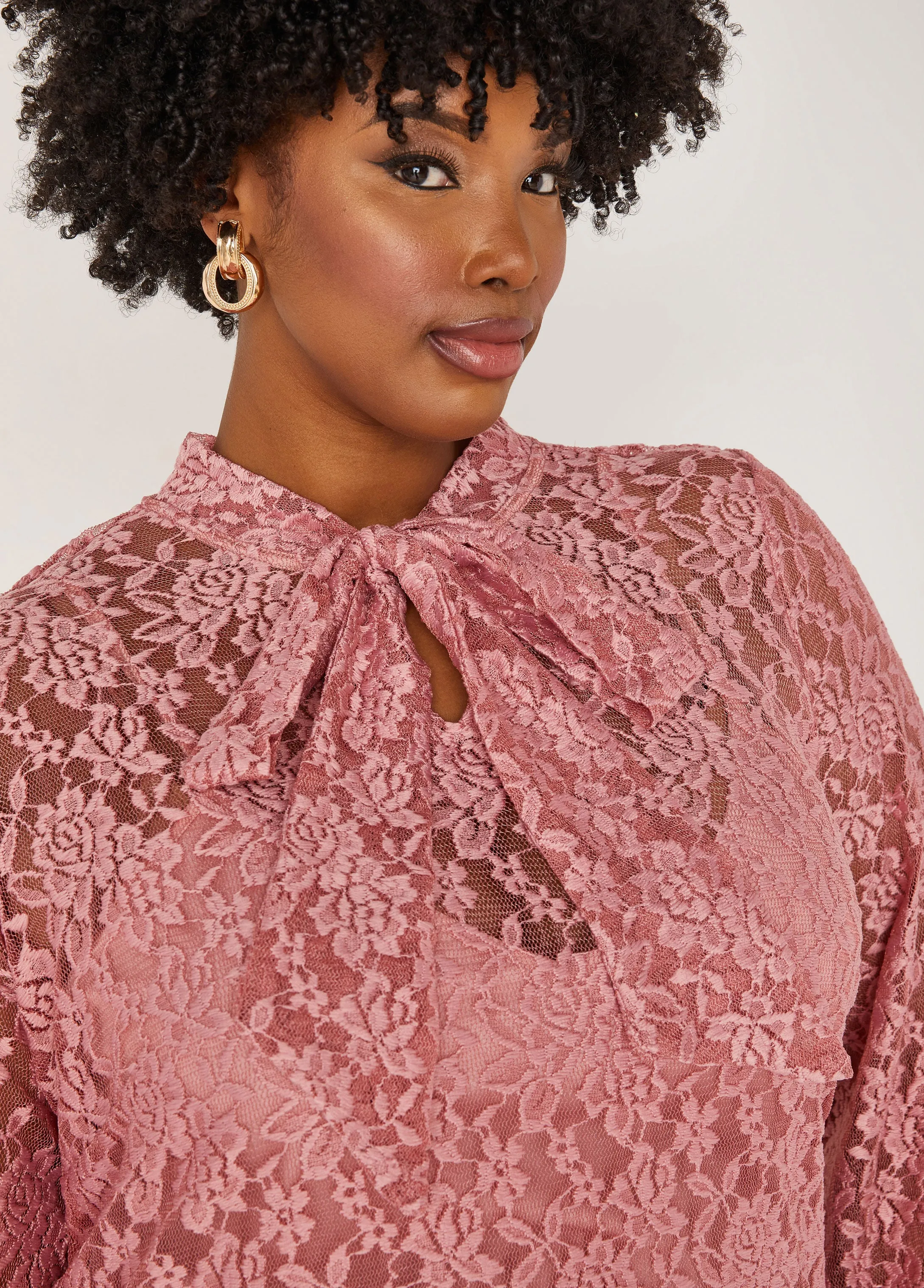 Tie Neck Lace Blouse sold by Ashley Stewart product image thumbnail 4