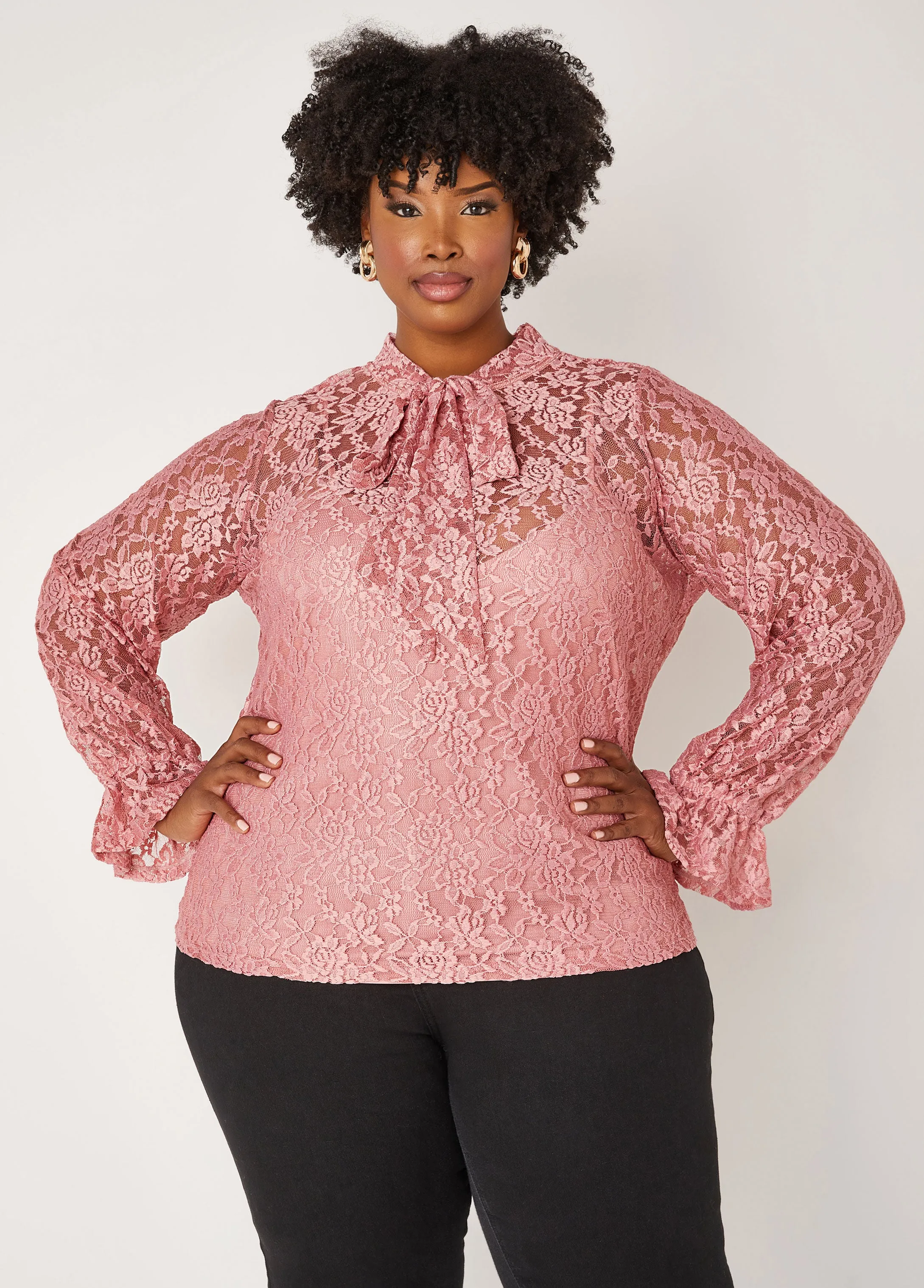 Tie Neck Lace Blouse sold by Ashley Stewart product image thumbnail 5