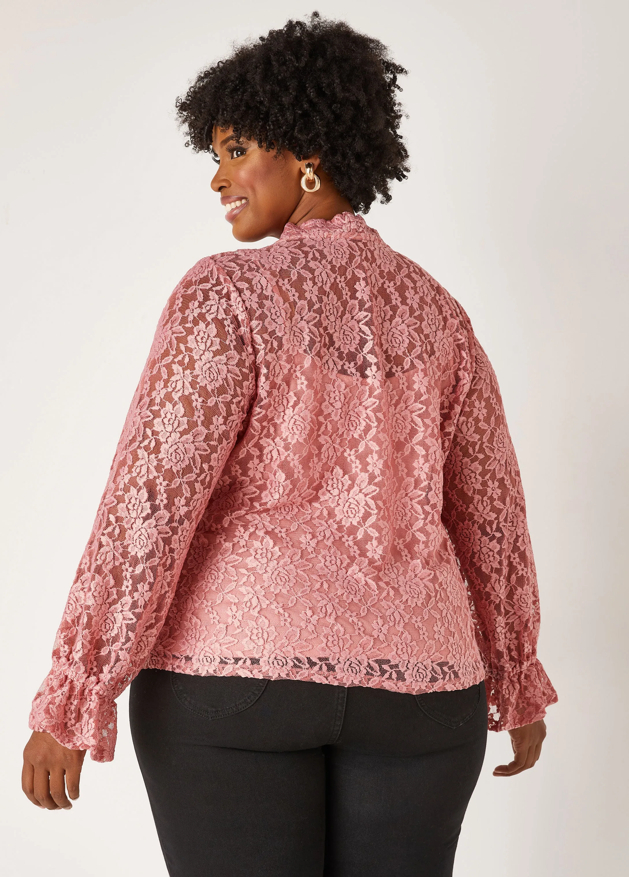 Tie Neck Lace Blouse sold by Ashley Stewart product image thumbnail 2