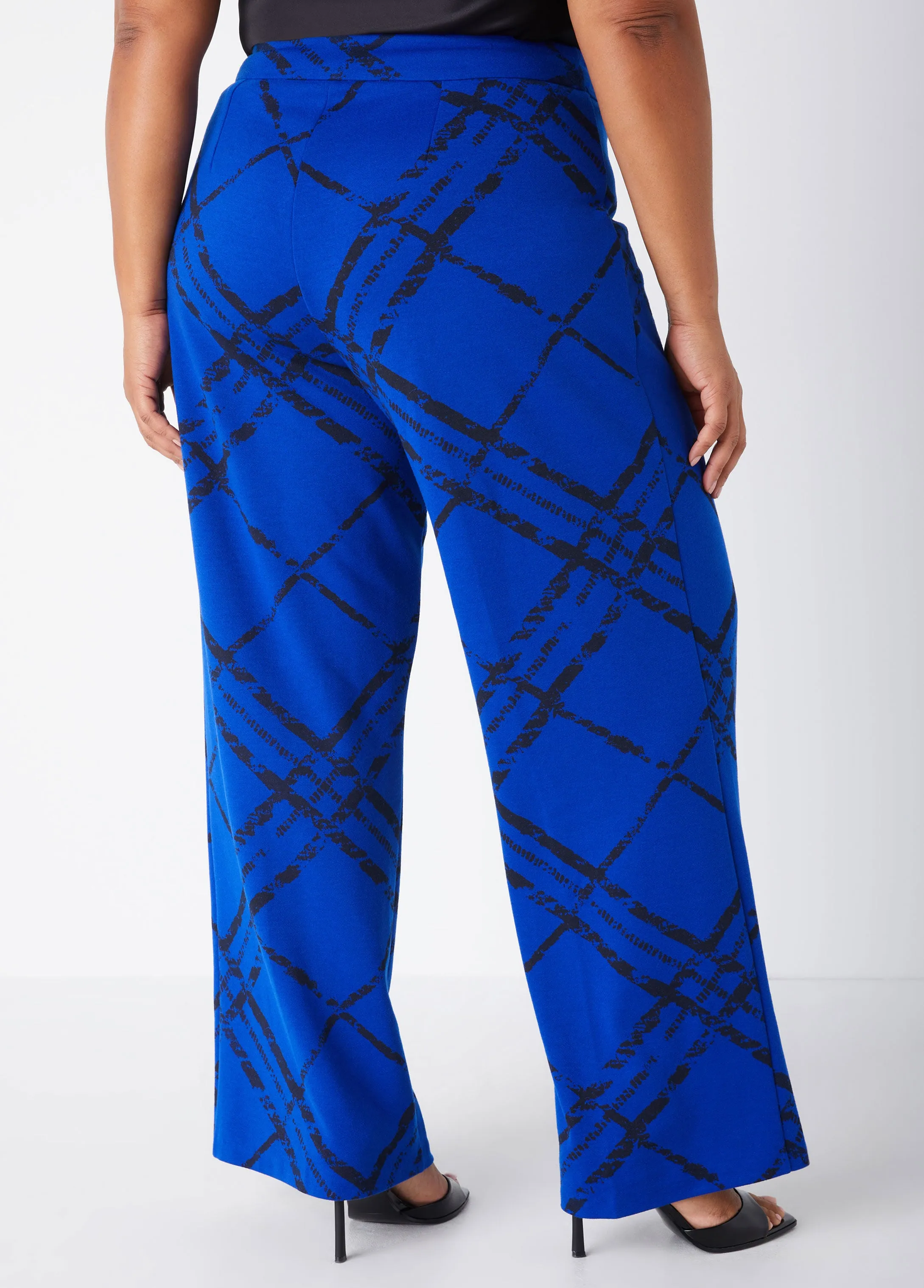 High Waist Plaid Straight Leg Pants sold by Ashley Stewart product image thumbnail 2