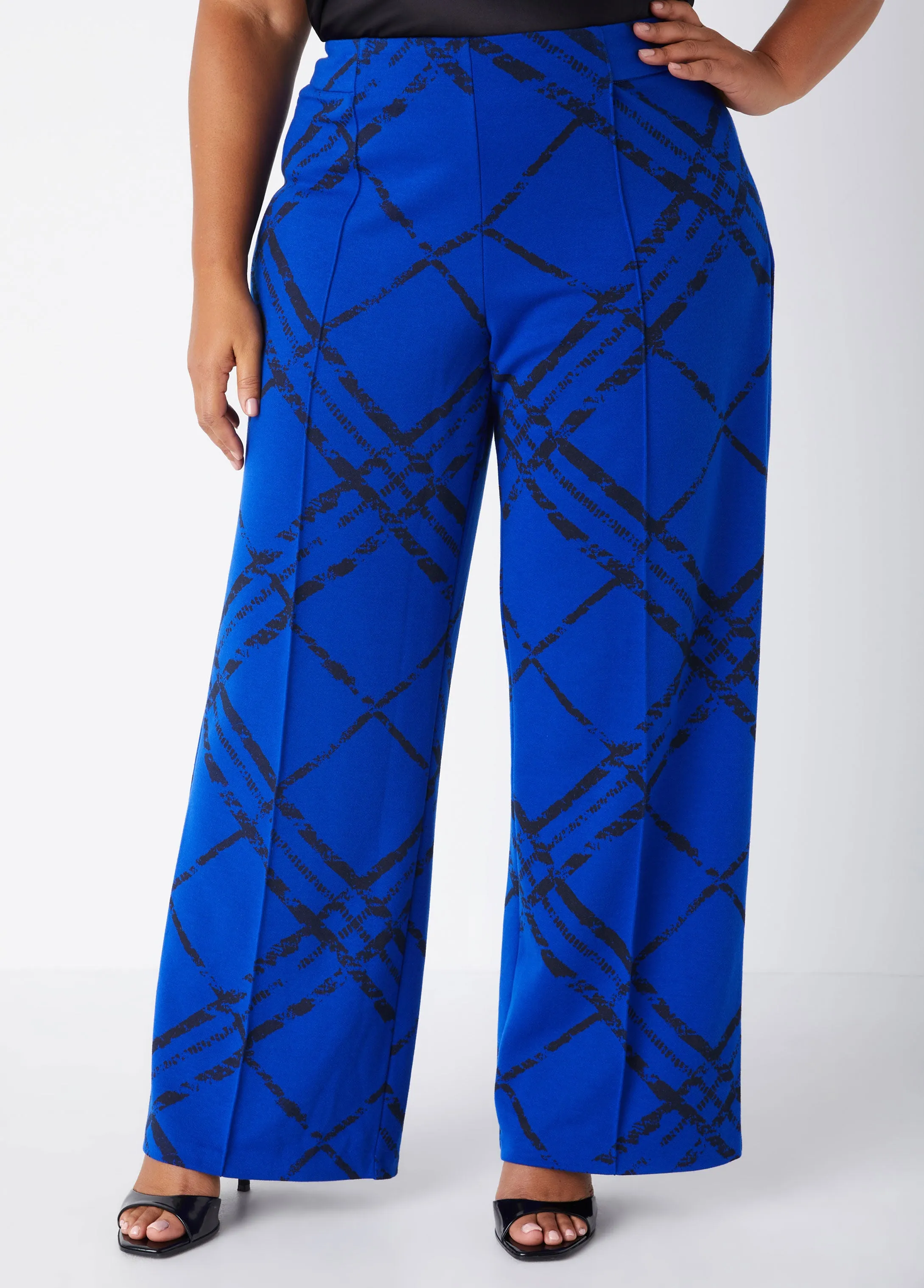 High Waist Plaid Straight Leg Pants sold by Ashley Stewart product image thumbnail 3