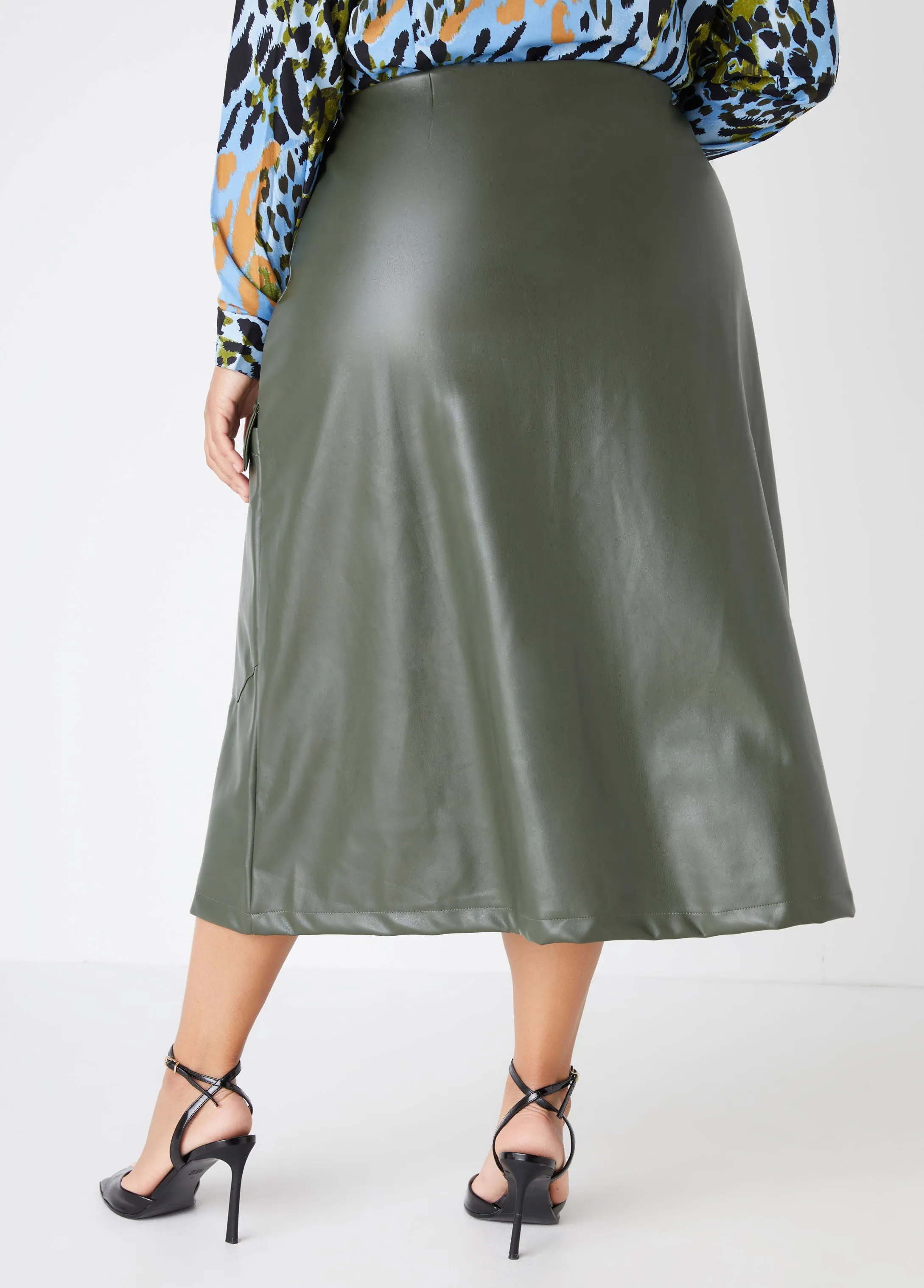 Faux Leather Midaxi Cargo Skirt sold by Ashley Stewart product image thumbnail 2