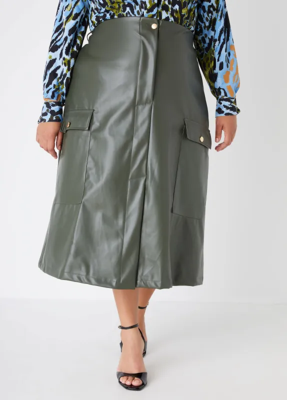 Faux Leather Midaxi Cargo Skirt sold by Ashley Stewart