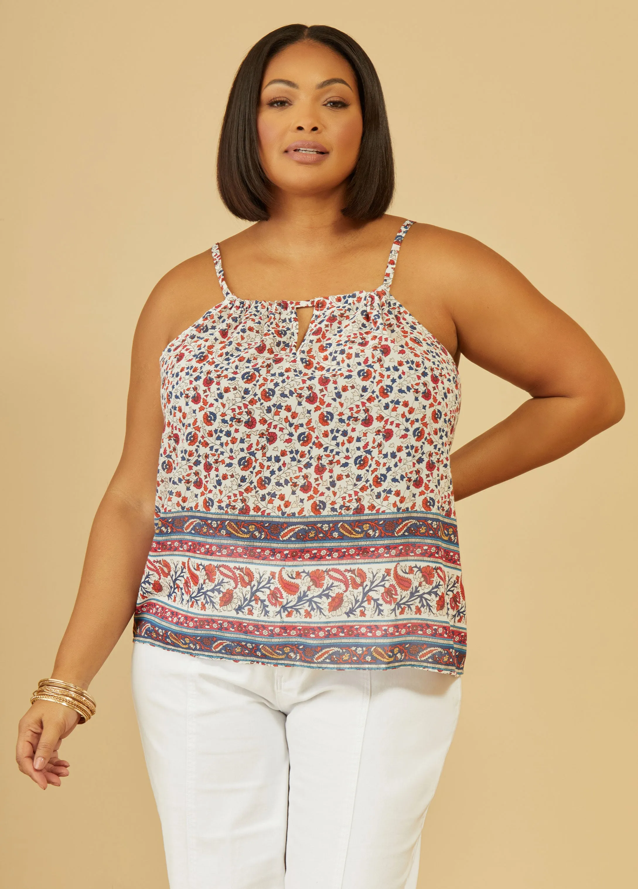 Floral Print Keyhole Top sold by Ashley Stewart