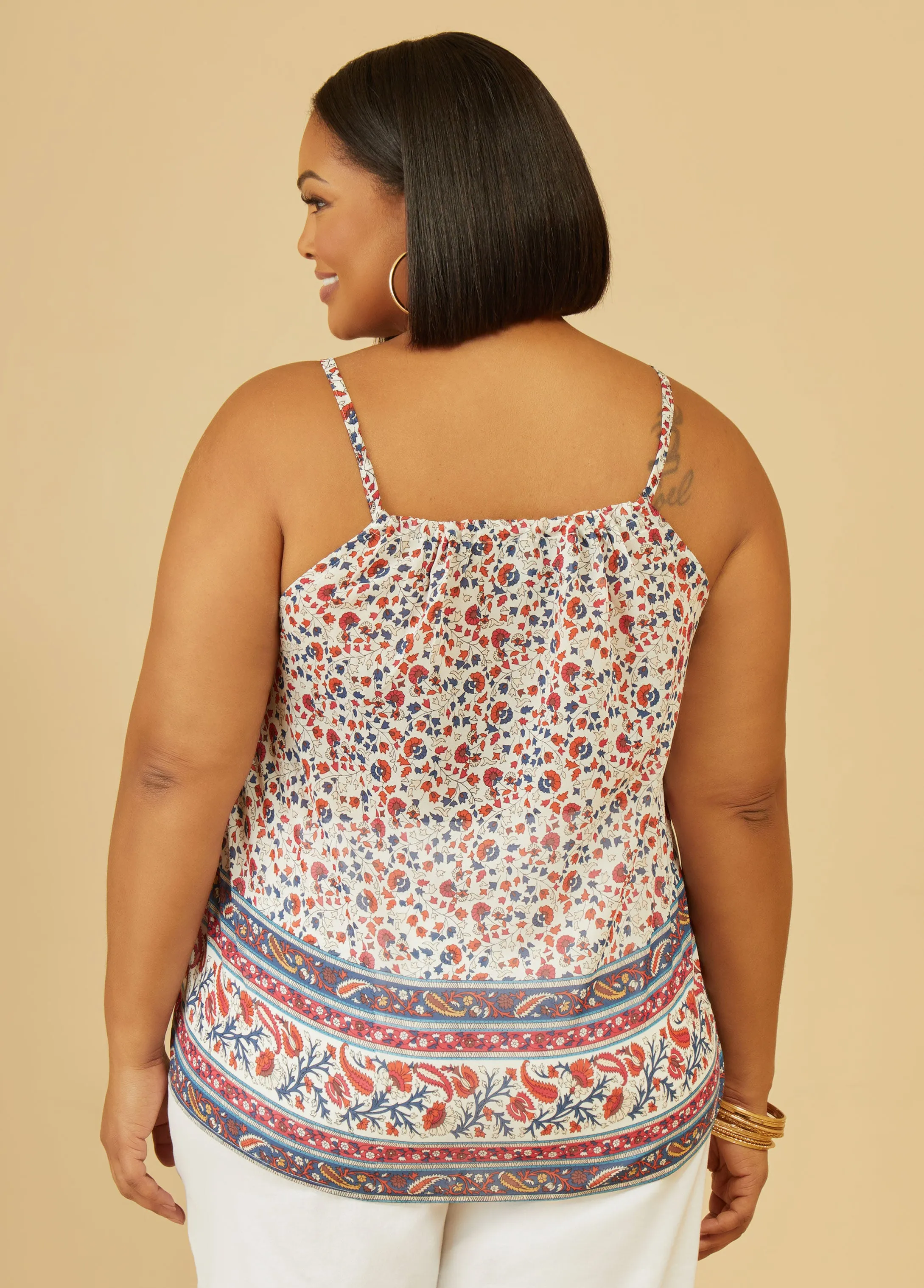 Floral Print Keyhole Top sold by Ashley Stewart product image thumbnail 2