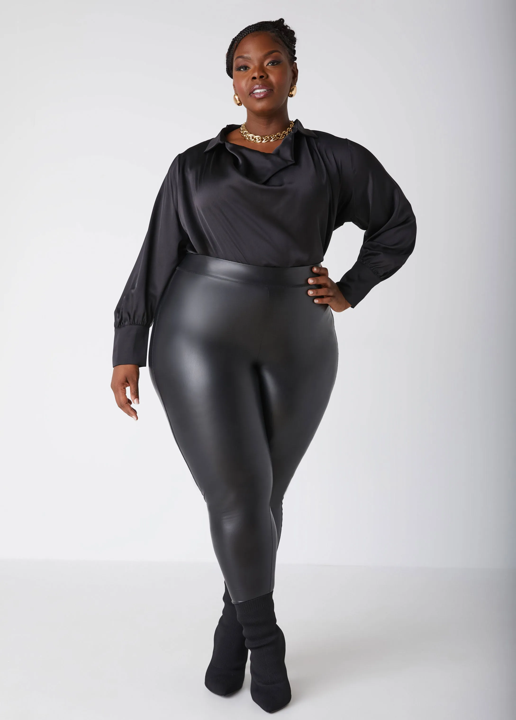 Cowl Neck Satin Blouse sold by Ashley Stewart product image thumbnail 3