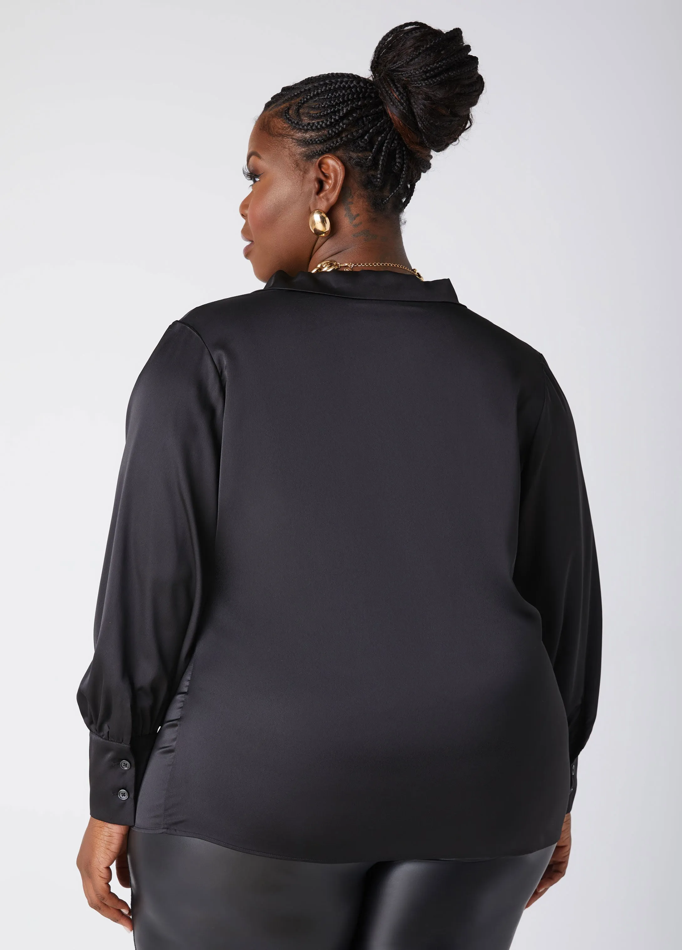 Cowl Neck Satin Blouse sold by Ashley Stewart product image thumbnail 2