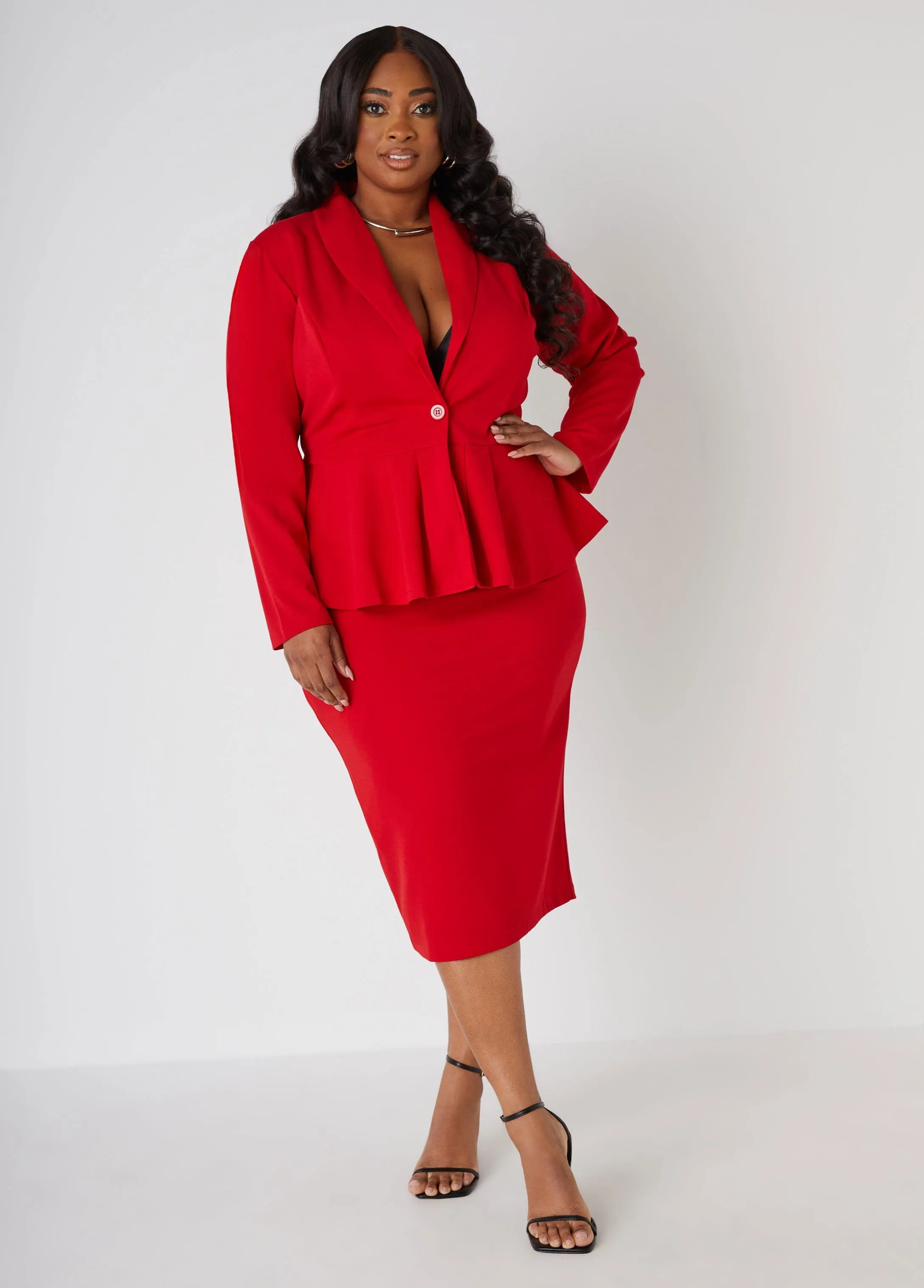 Pleat Detailed Peplum Blazer sold by Ashley Stewart product image thumbnail 4