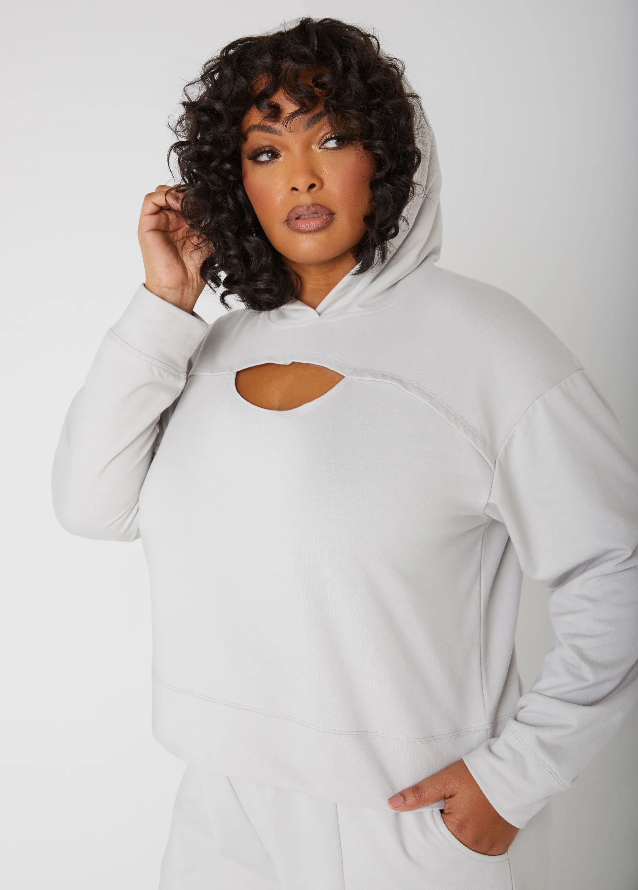 French Terry Cutout Hoodie sold by Ashley Stewart product image thumbnail 4