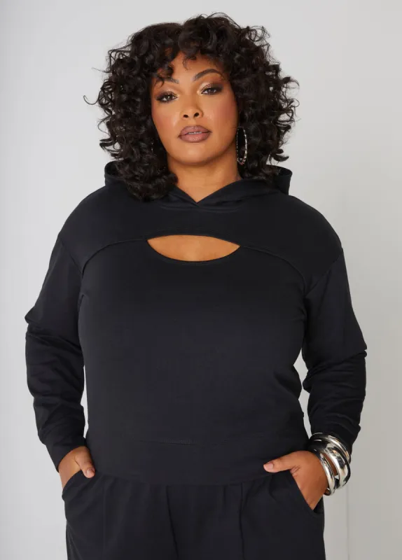 French Terry Cutout Hoodie sold by Ashley Stewart