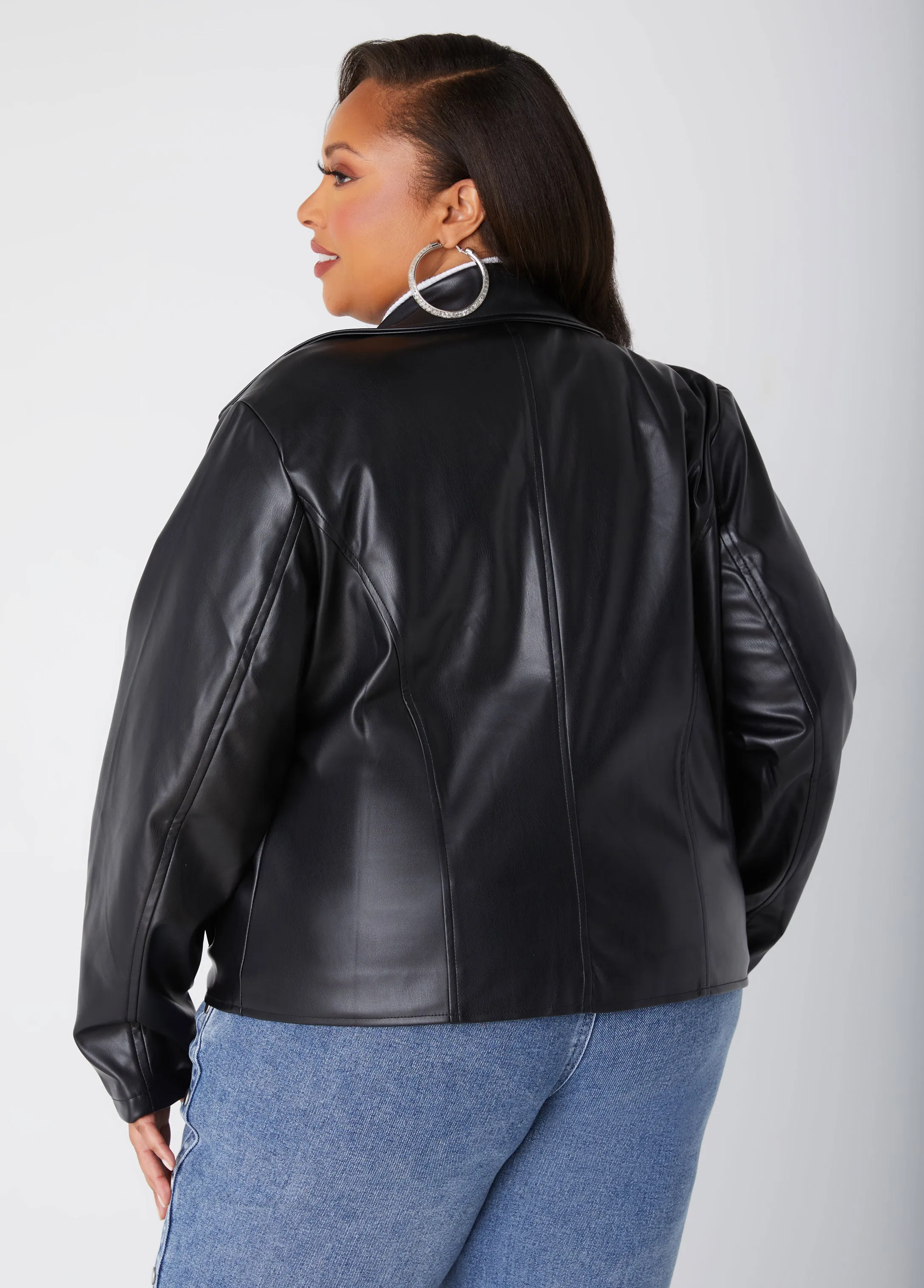 Asymmetric Faux Leather Jacket sold by Ashley Stewart product image thumbnail 2