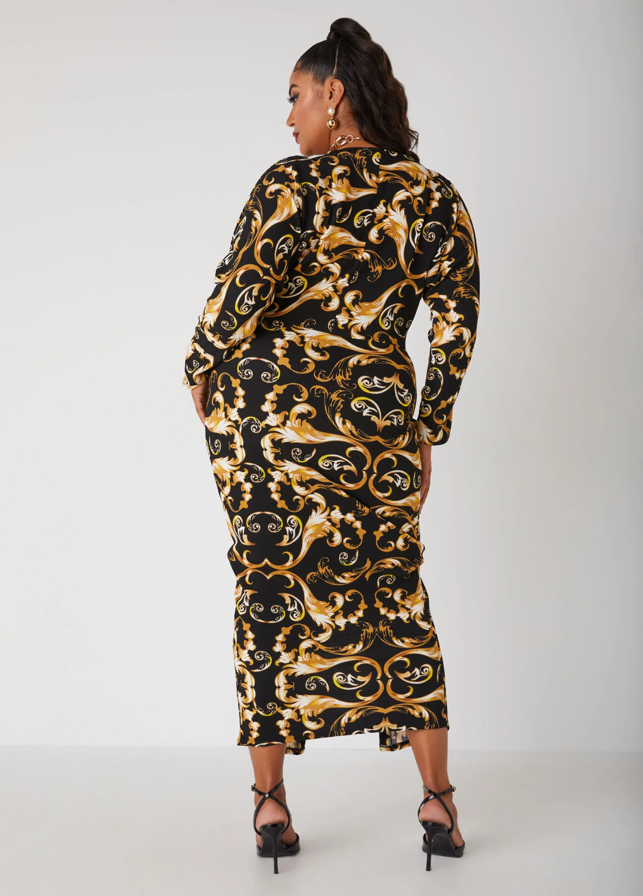 Status Print Bodycon Maxi Dress sold by Ashley Stewart product image thumbnail 2