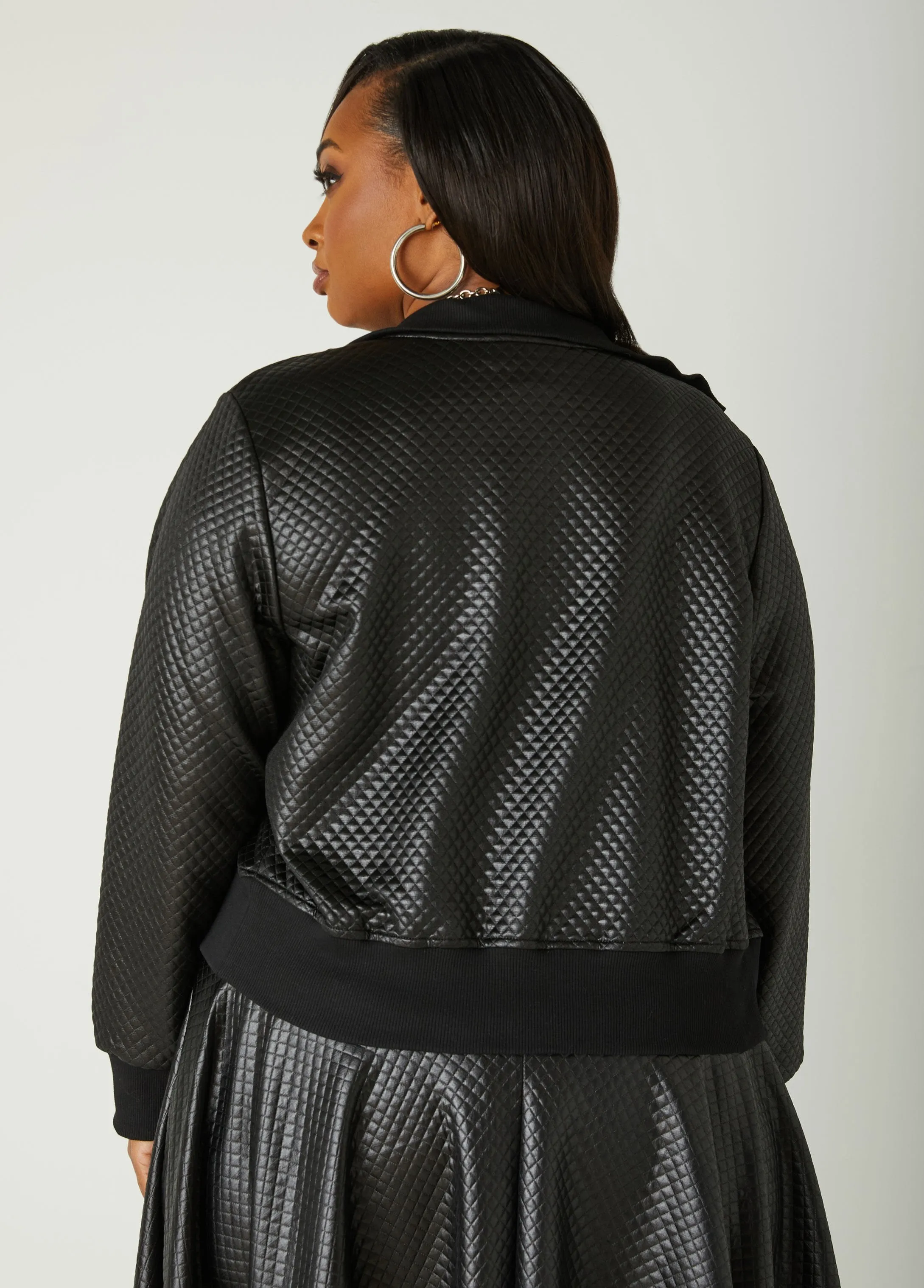 Quilted Bomber Jacket sold by Ashley Stewart product image thumbnail 2