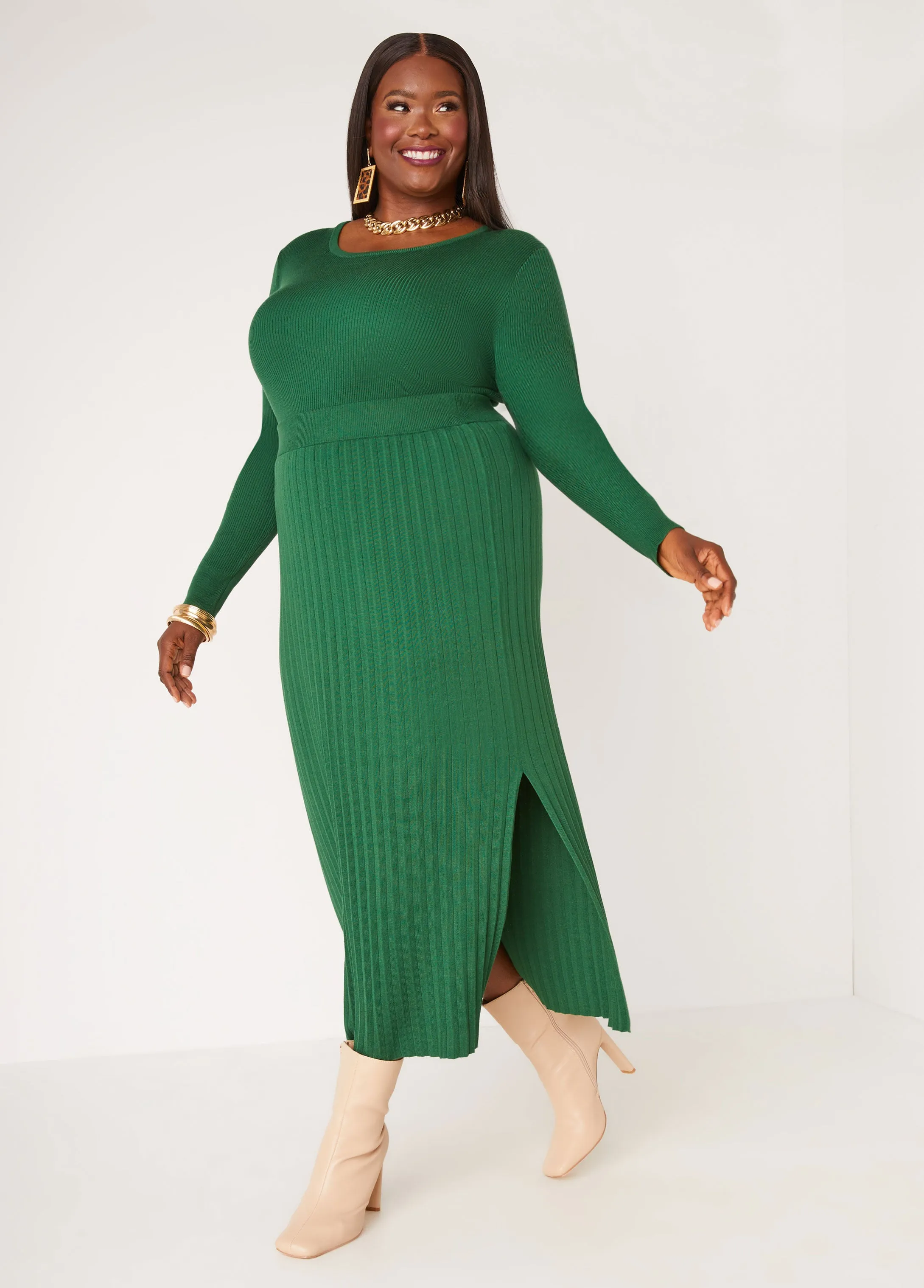Pleated Knitted Midi Skirt sold by Ashley Stewart product image thumbnail 4