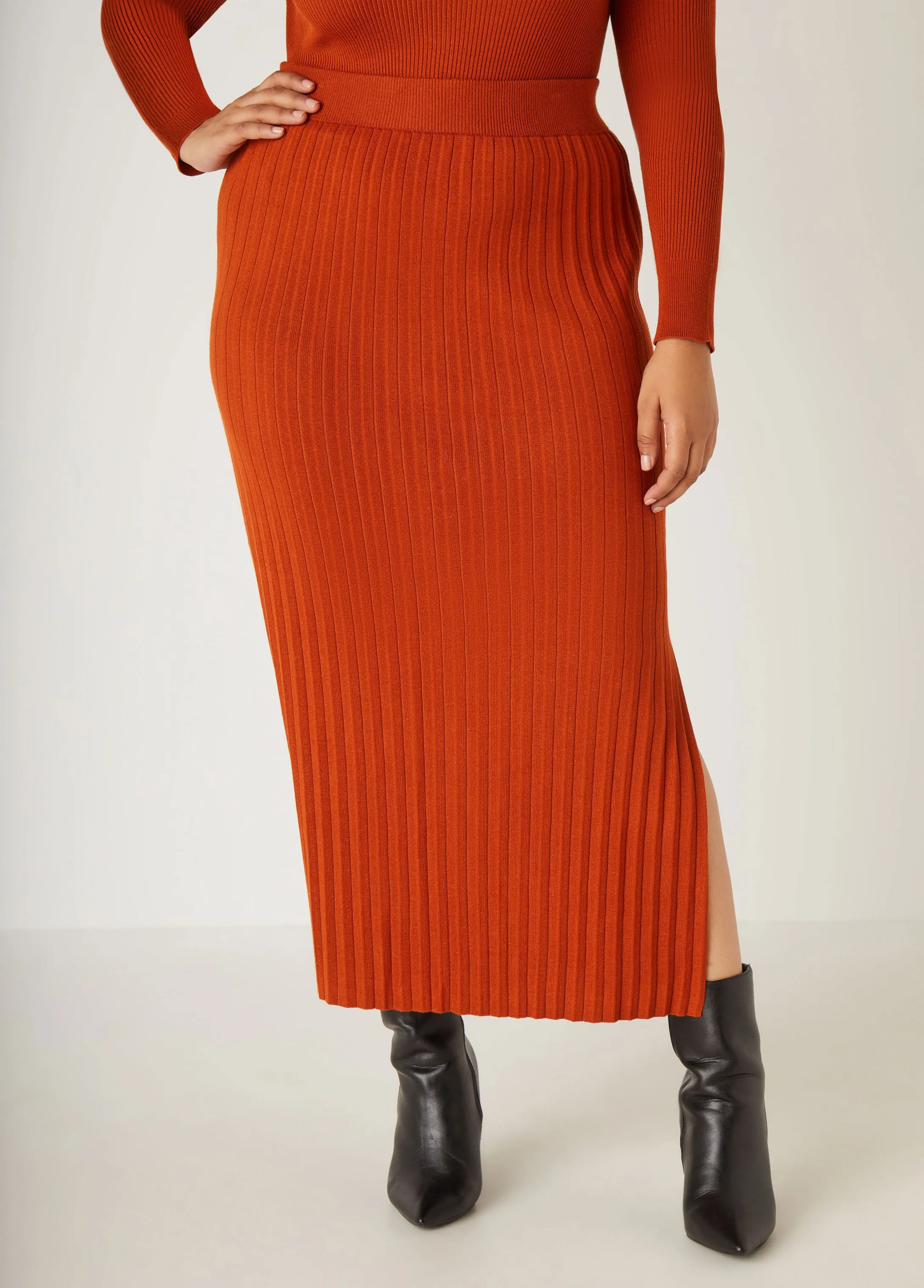 Pleated Knitted Midi Skirt sold by Ashley Stewart product image thumbnail 3