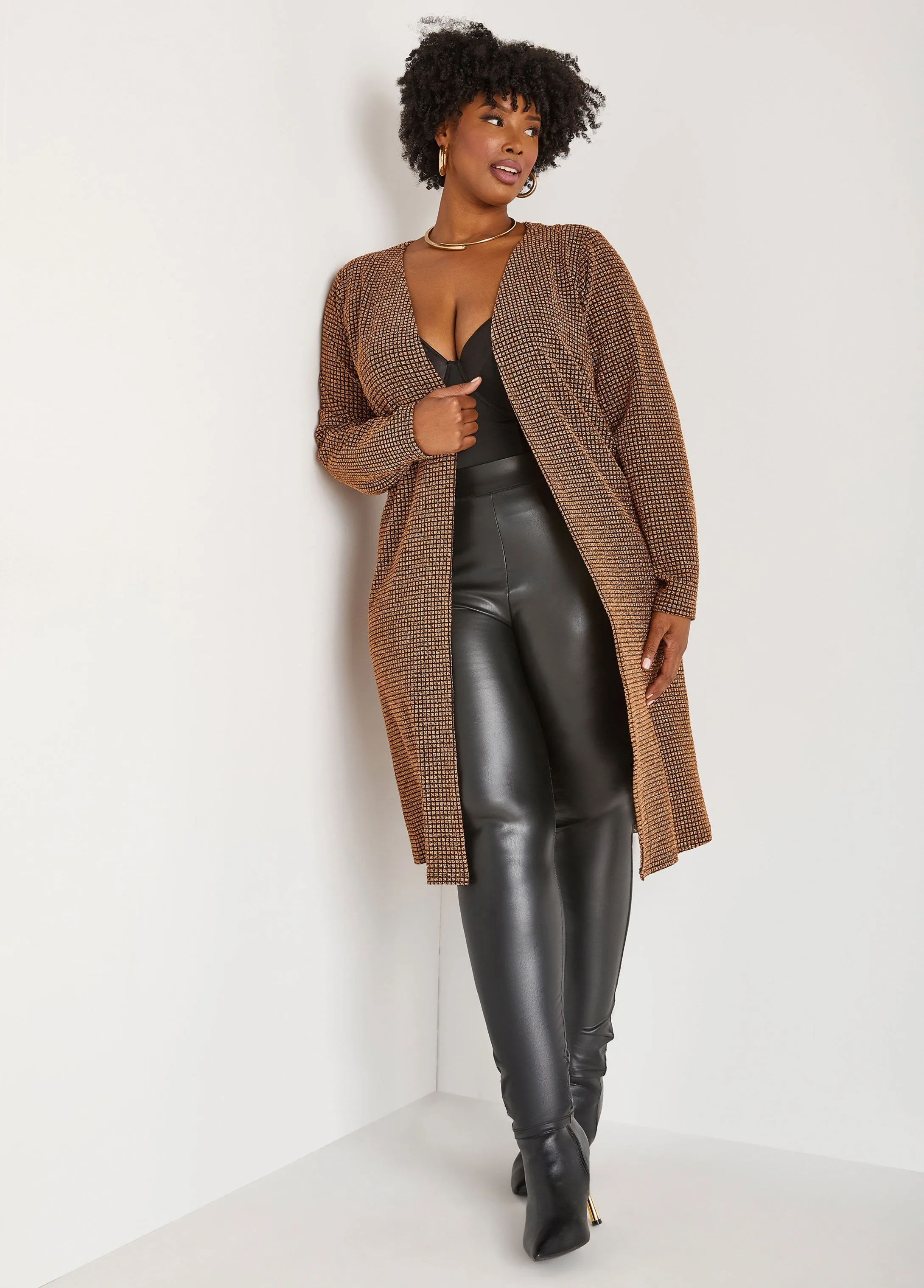 Draped Lurex™ Cutout Duster sold by Ashley Stewart