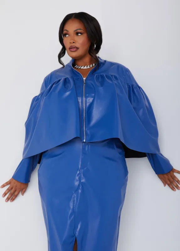 Faux Leather Cape Effect Jacket sold by Ashley Stewart