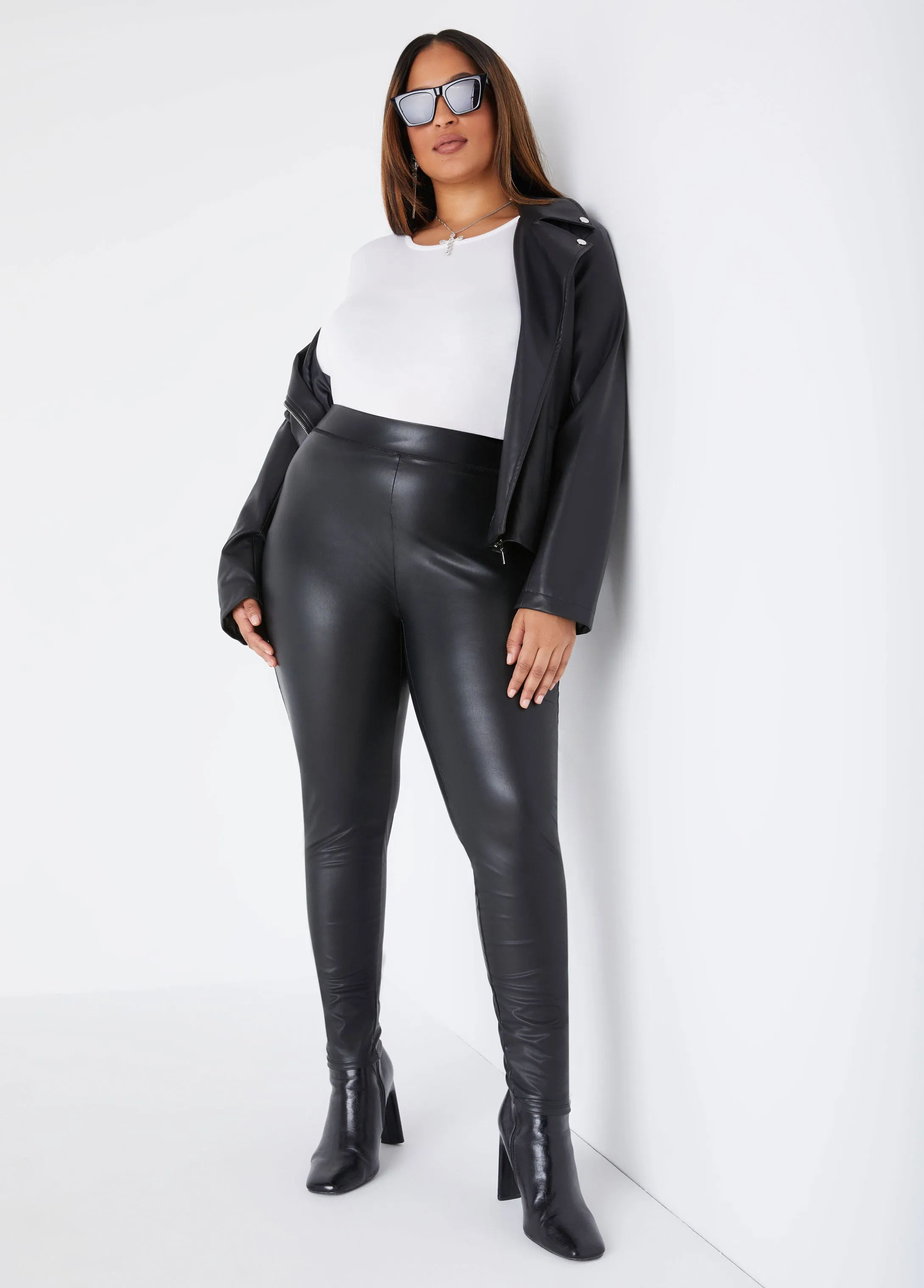 High Waist Faux Leather Leggings sold by Ashley Stewart product image thumbnail 4