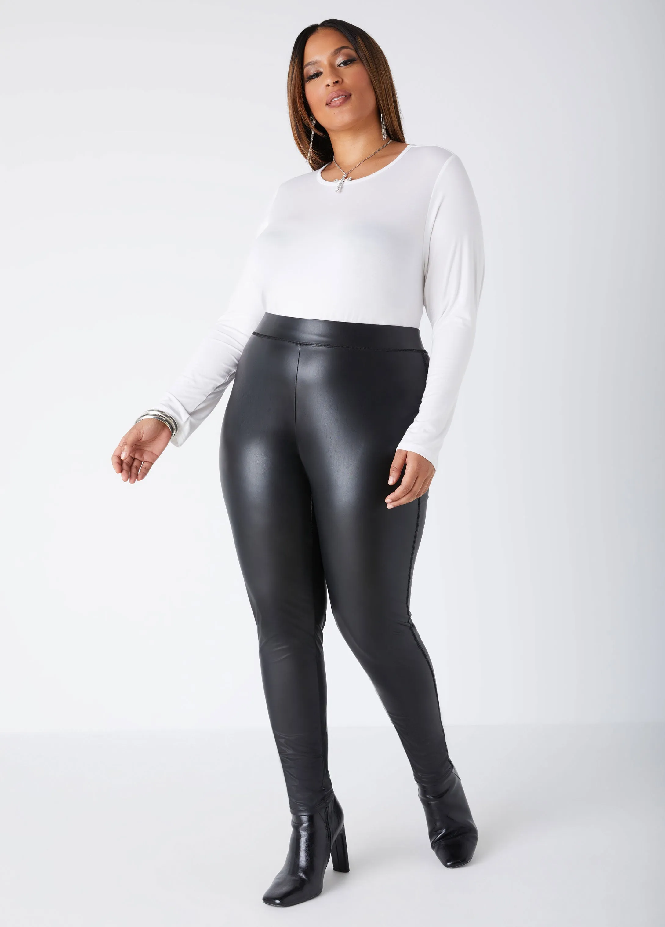 High Waist Faux Leather Leggings sold by Ashley Stewart