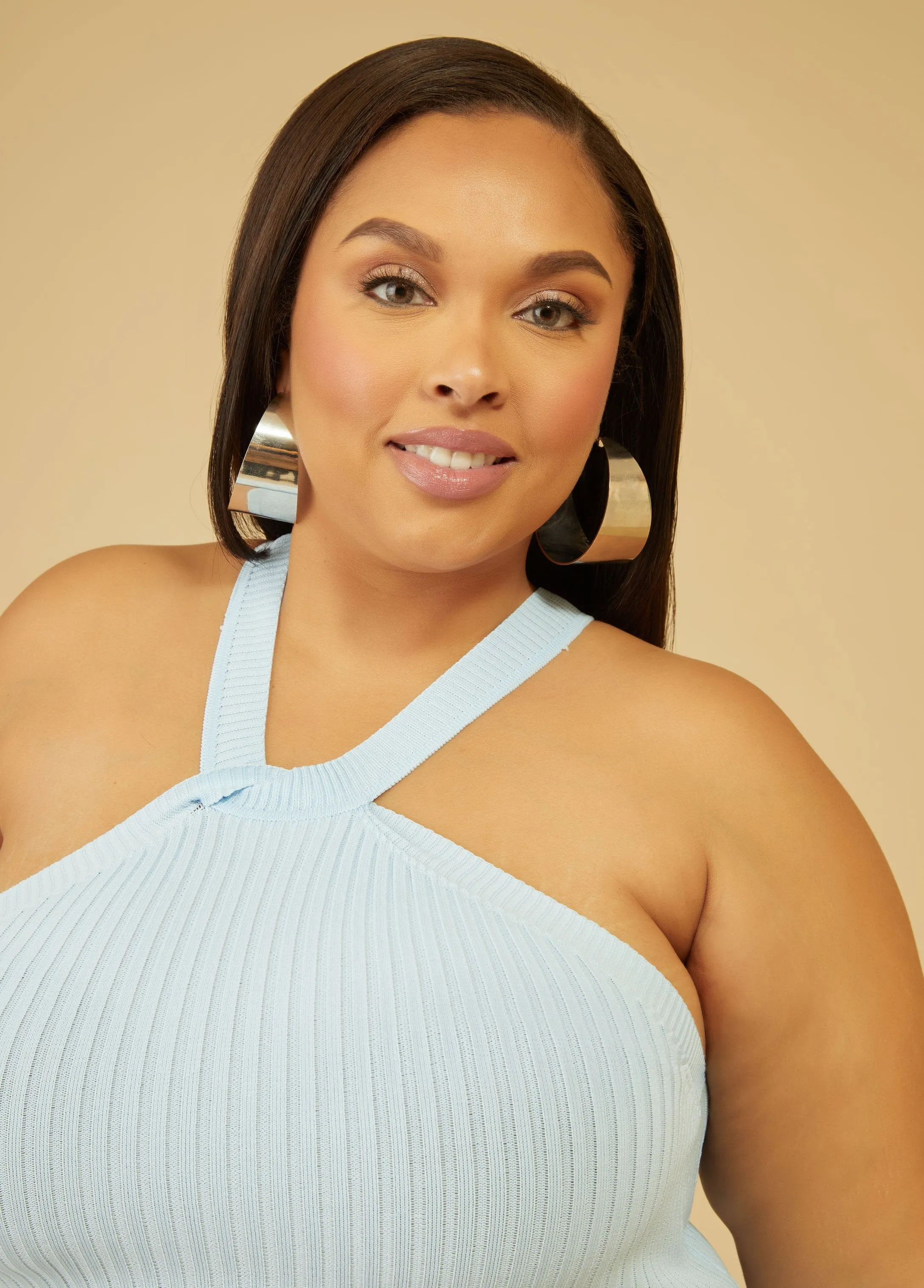 Twist Front Ribbed Bodycon Dress sold by Ashley Stewart product image thumbnail 3