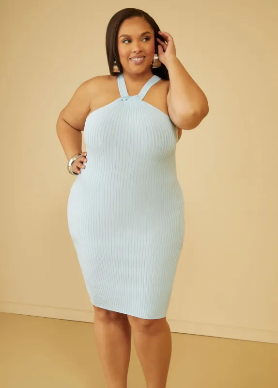 Twist Front Ribbed Bodycon Dress sold by Ashley Stewart
