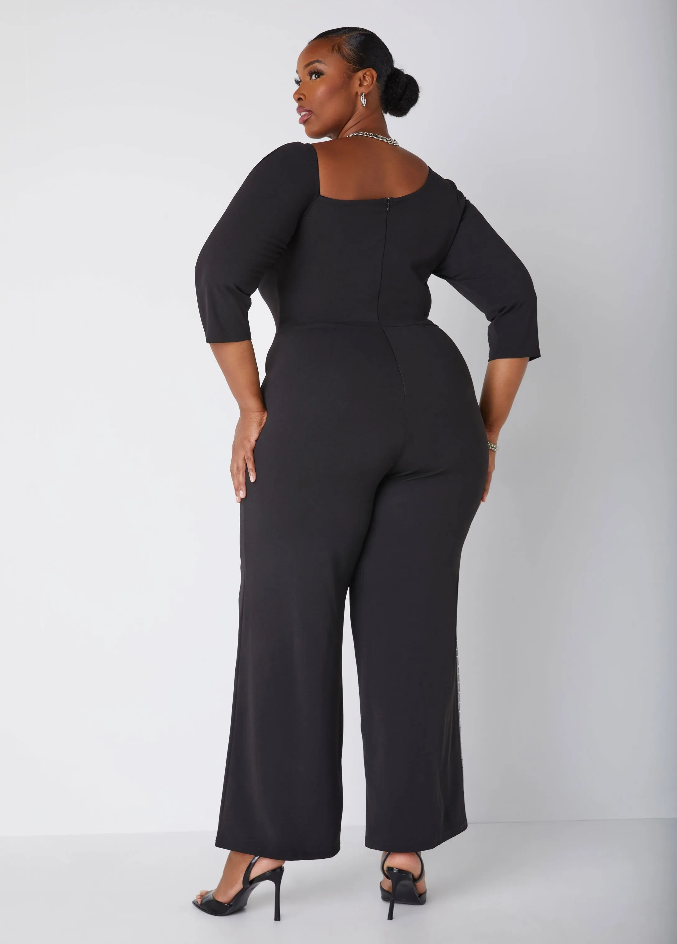 Embellished Mesh Paneled Jumpsuit sold by Ashley Stewart product image thumbnail 2