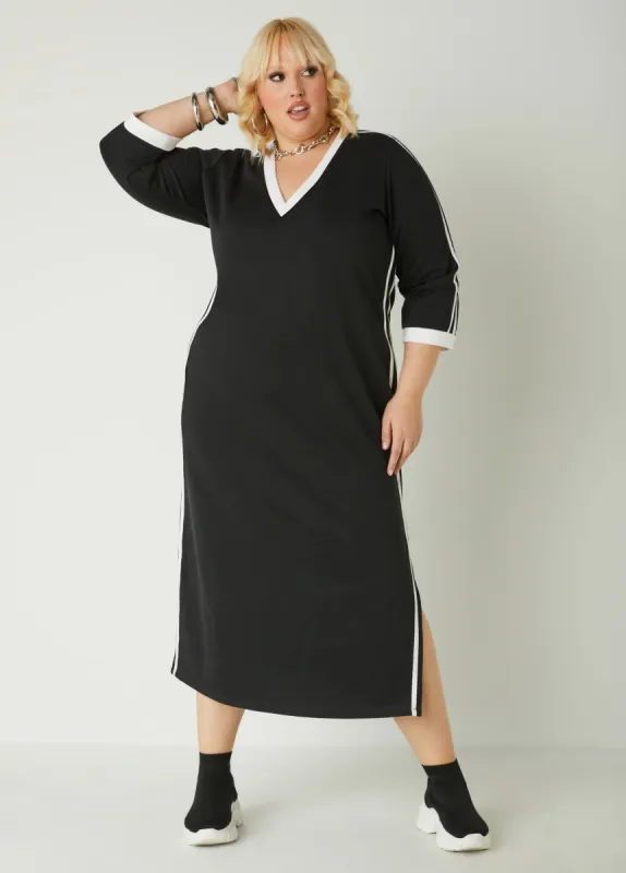 Stripe French Terry Maxi Dress sold by Ashley Stewart