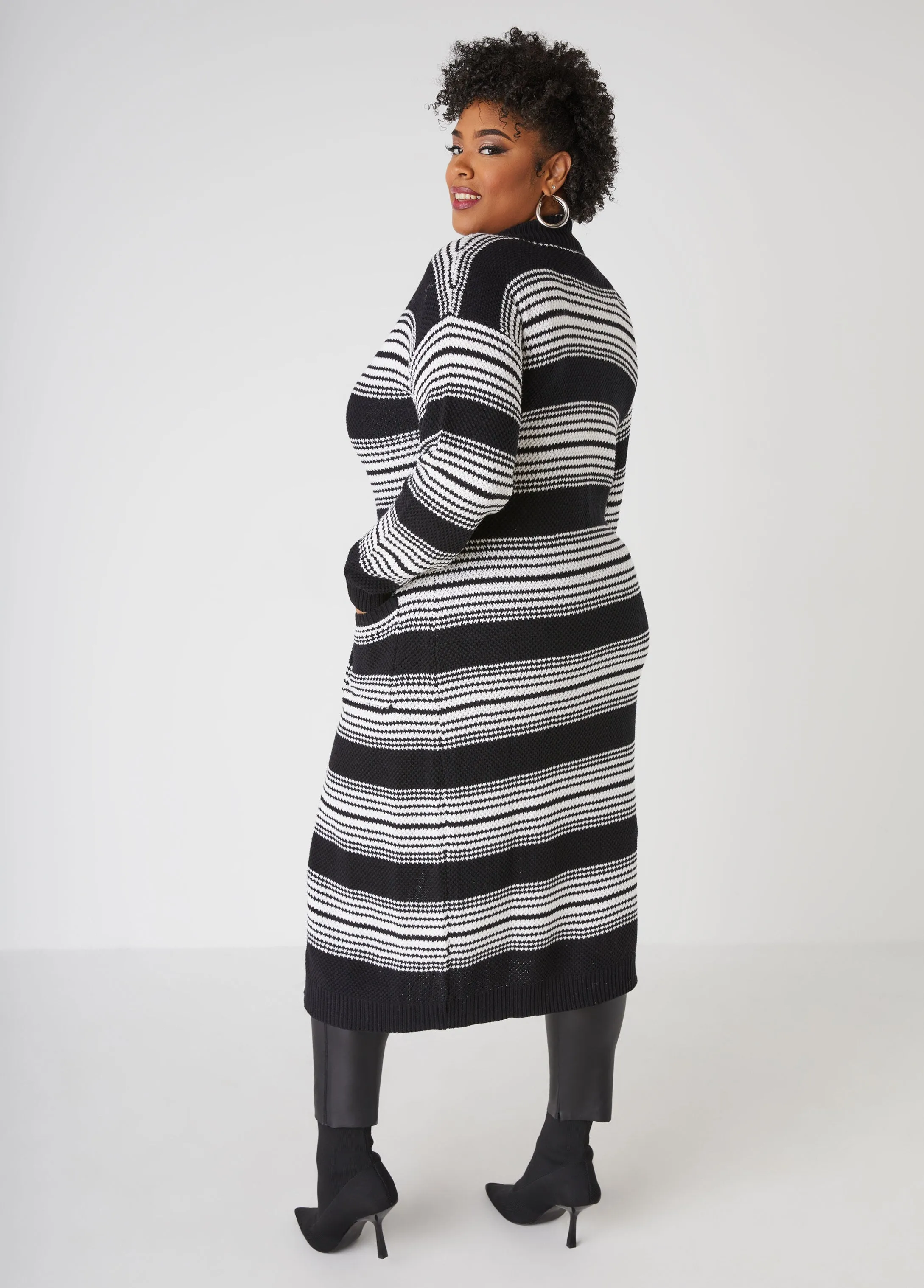 Open Front Stripe Cardigan sold by Ashley Stewart product image thumbnail 2