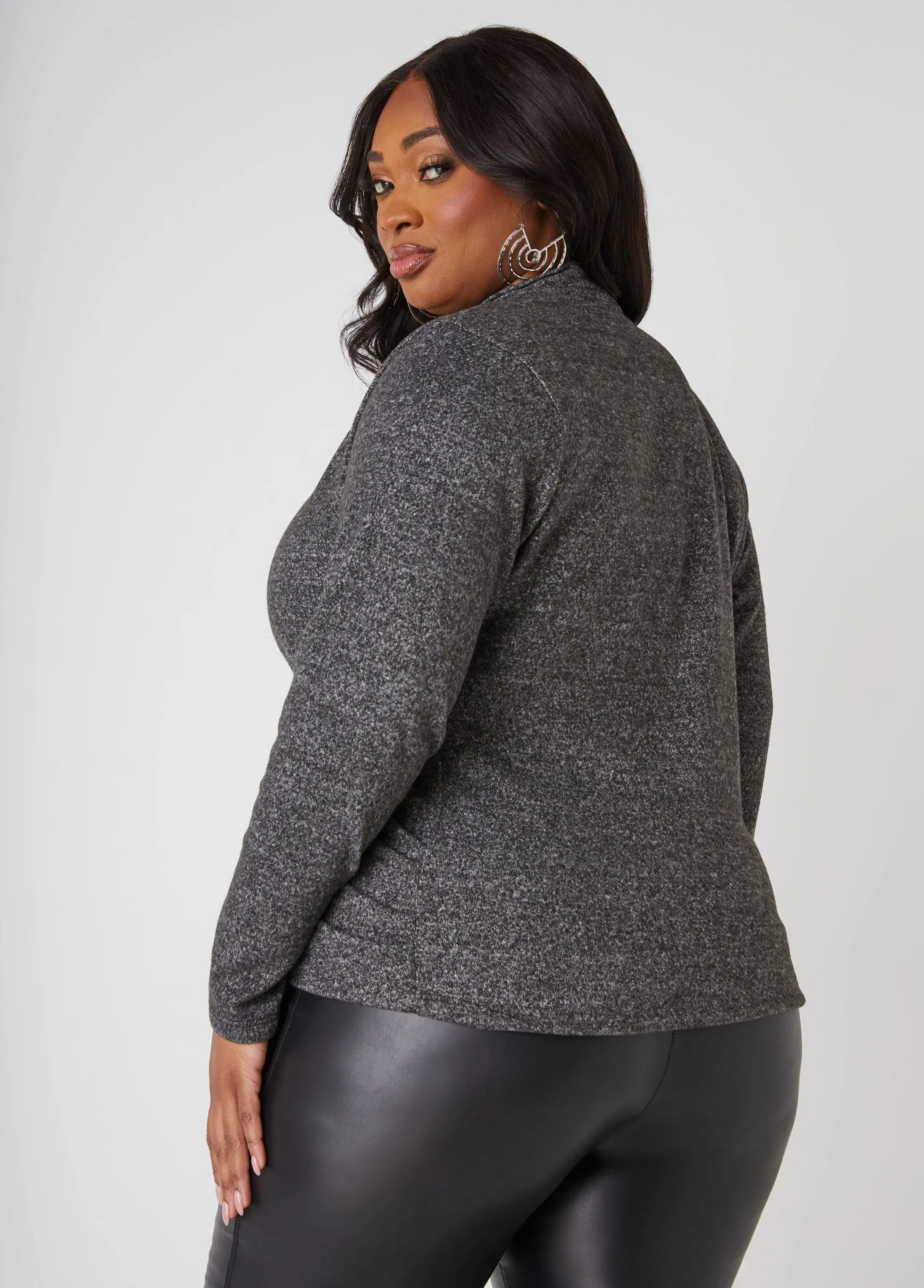 Hacci Knit Faux Wrap Top sold by Ashley Stewart product image thumbnail 2