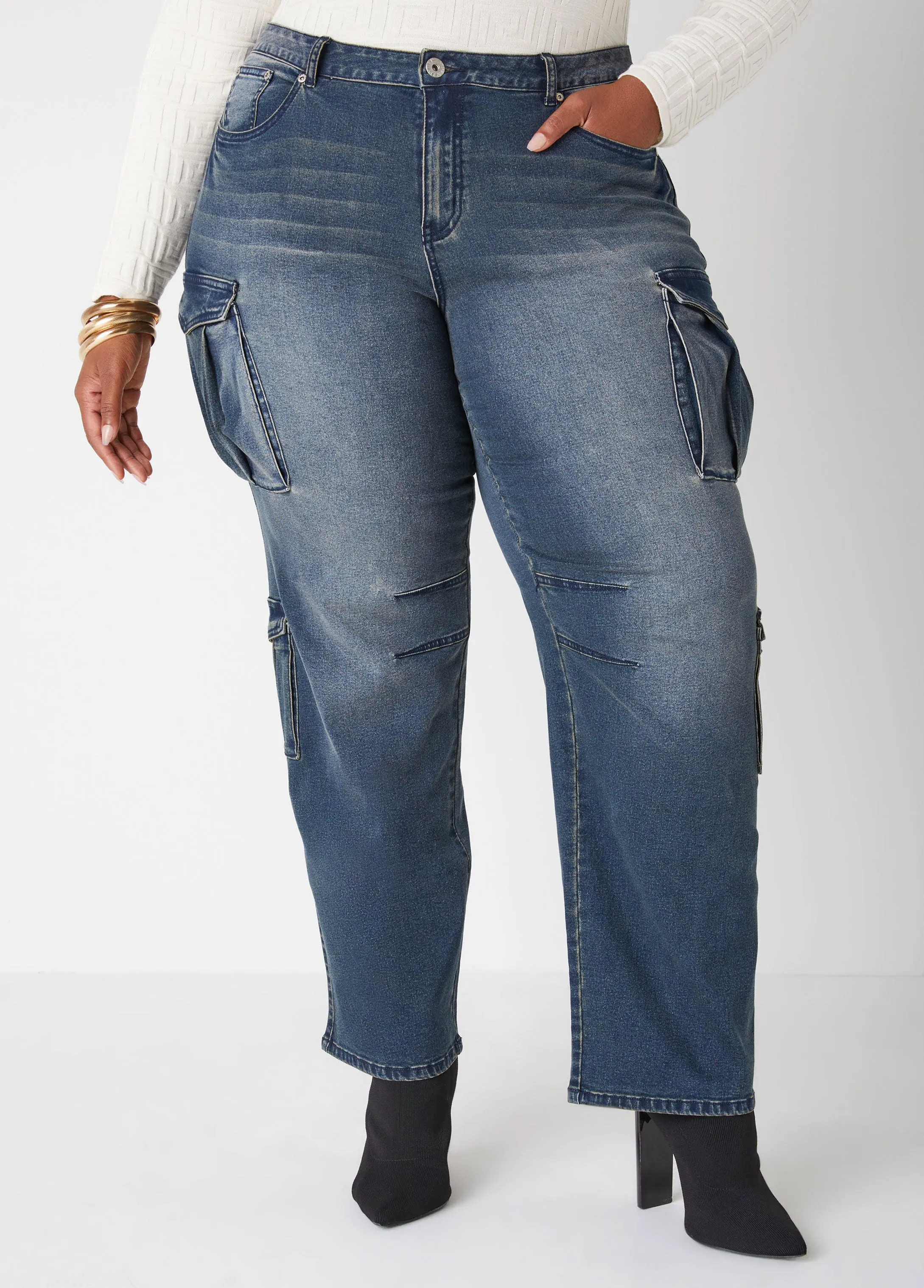 Mid Rise Cargo Jeans sold by Ashley Stewart product image thumbnail 5