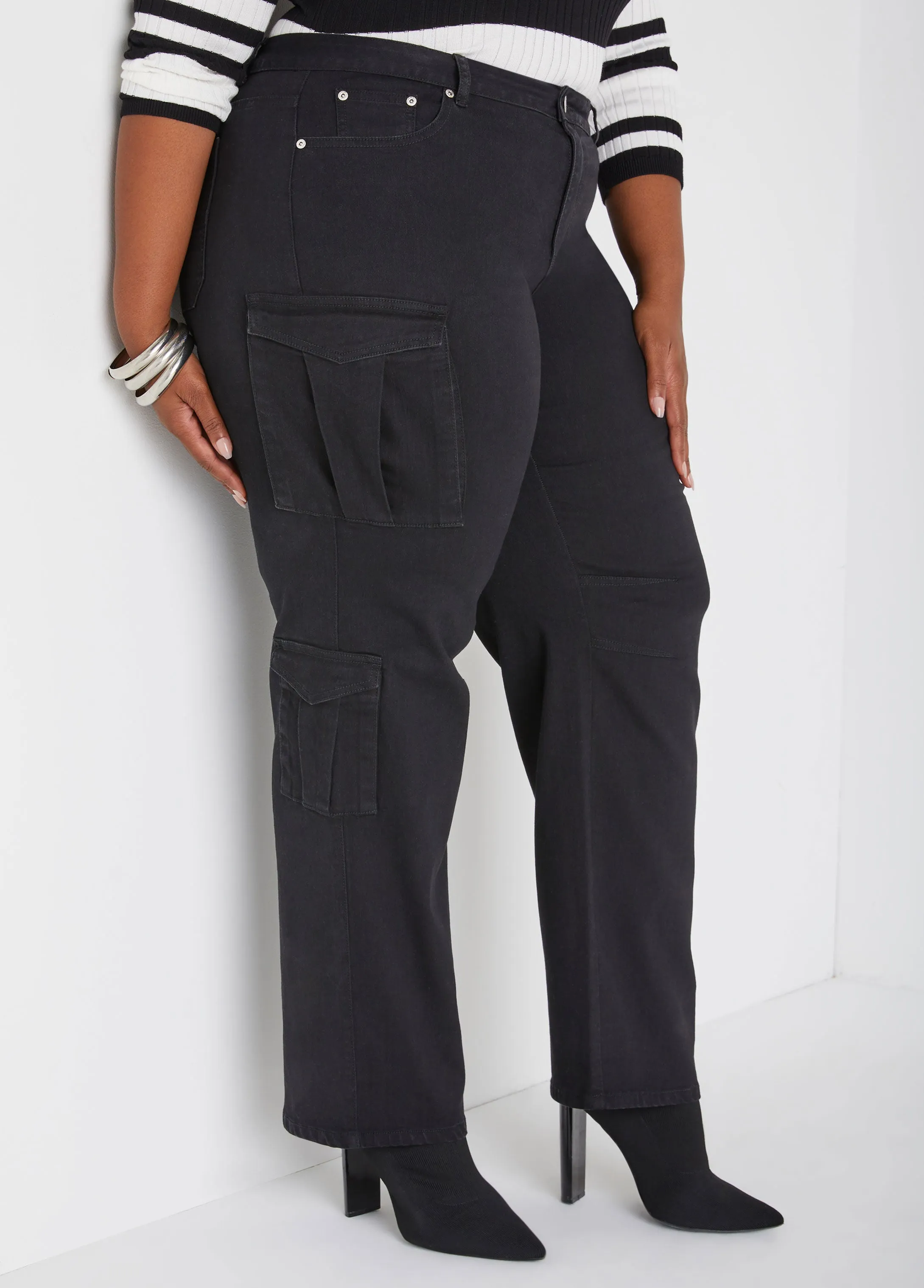 Mid Rise Cargo Jeans sold by Ashley Stewart product image thumbnail 3