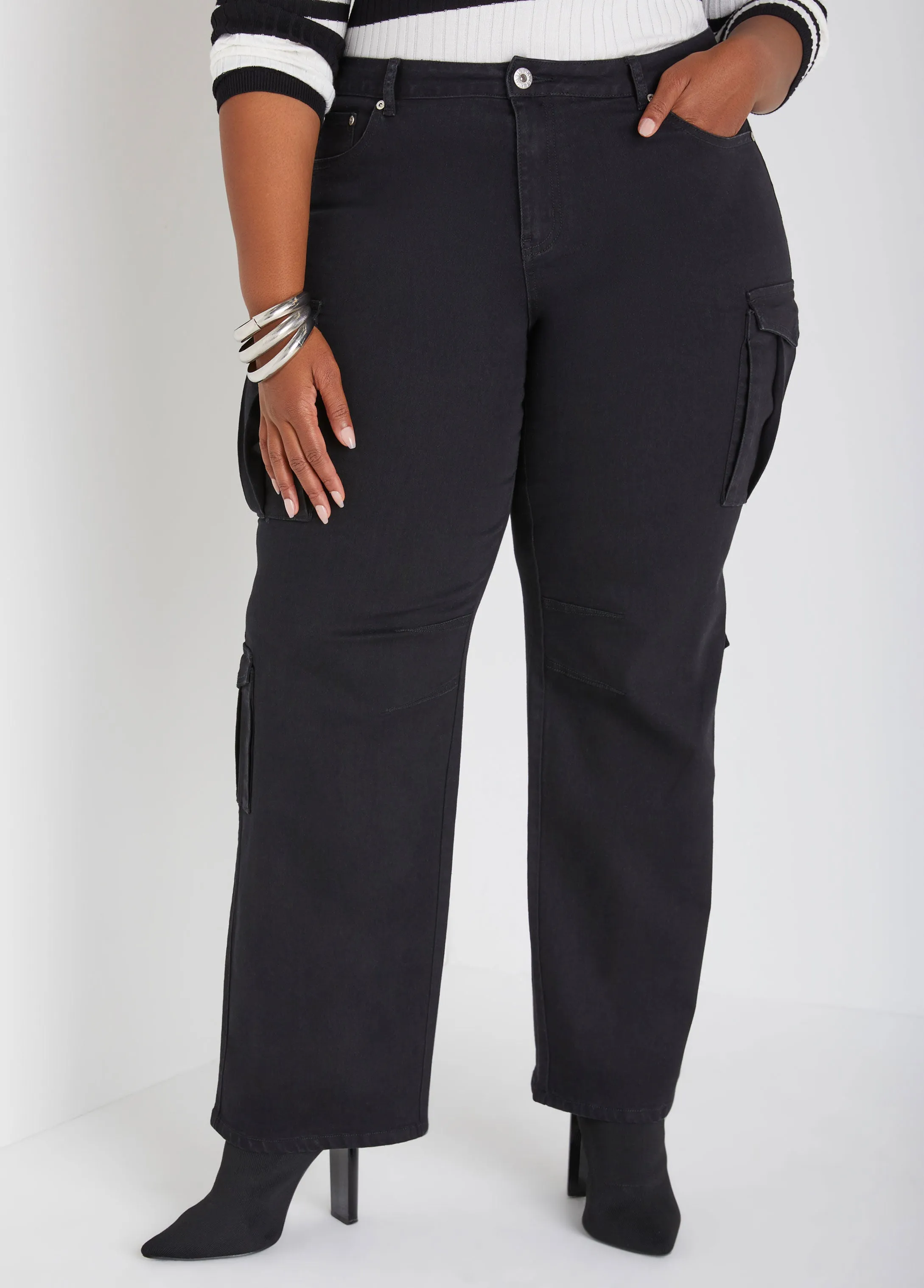 Mid Rise Cargo Jeans sold by Ashley Stewart