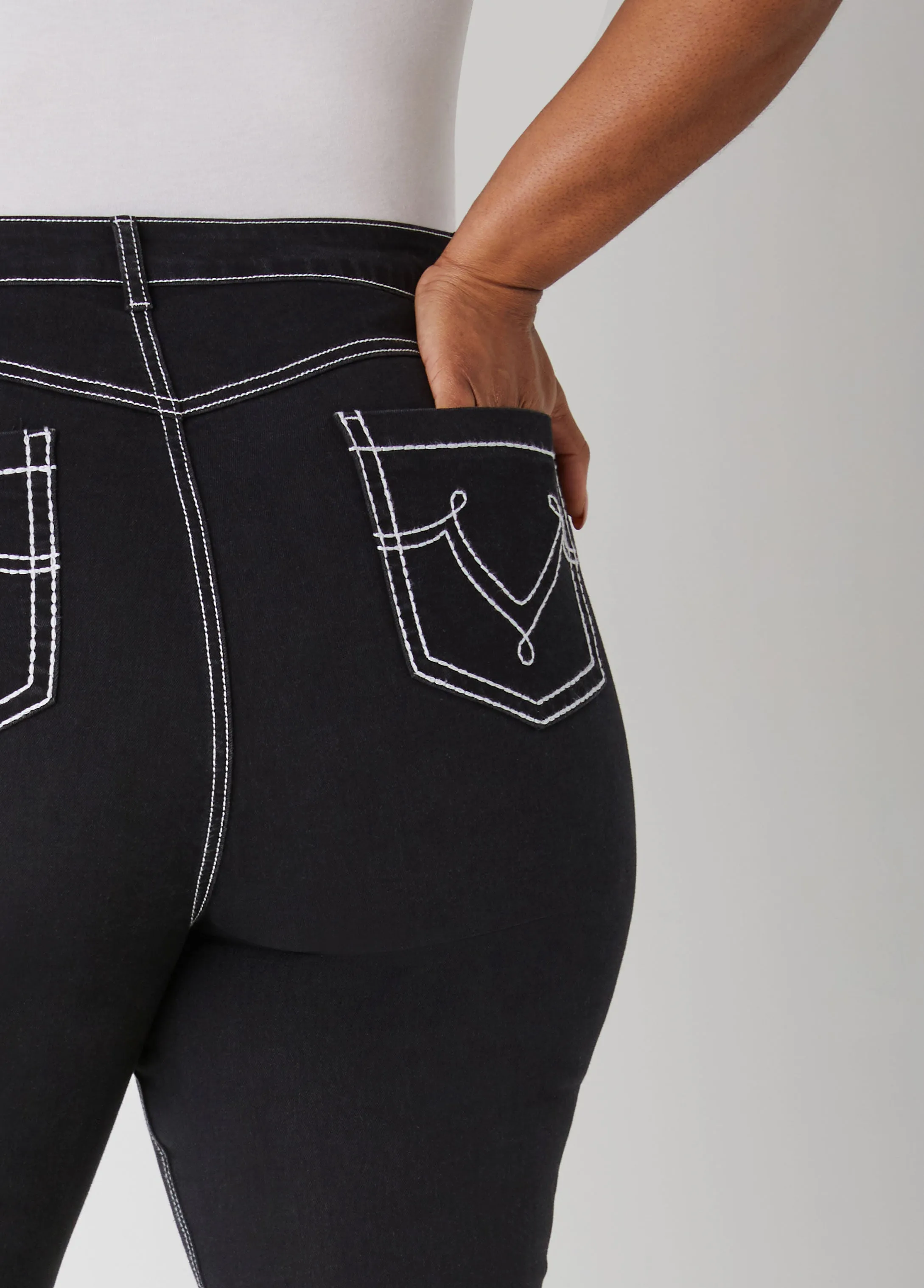 Stitch Detailed Skinny Jeans sold by Ashley Stewart product image thumbnail 4