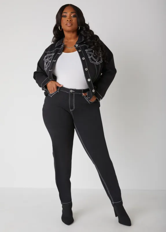 Stitch Detailed Skinny Jeans sold by Ashley Stewart