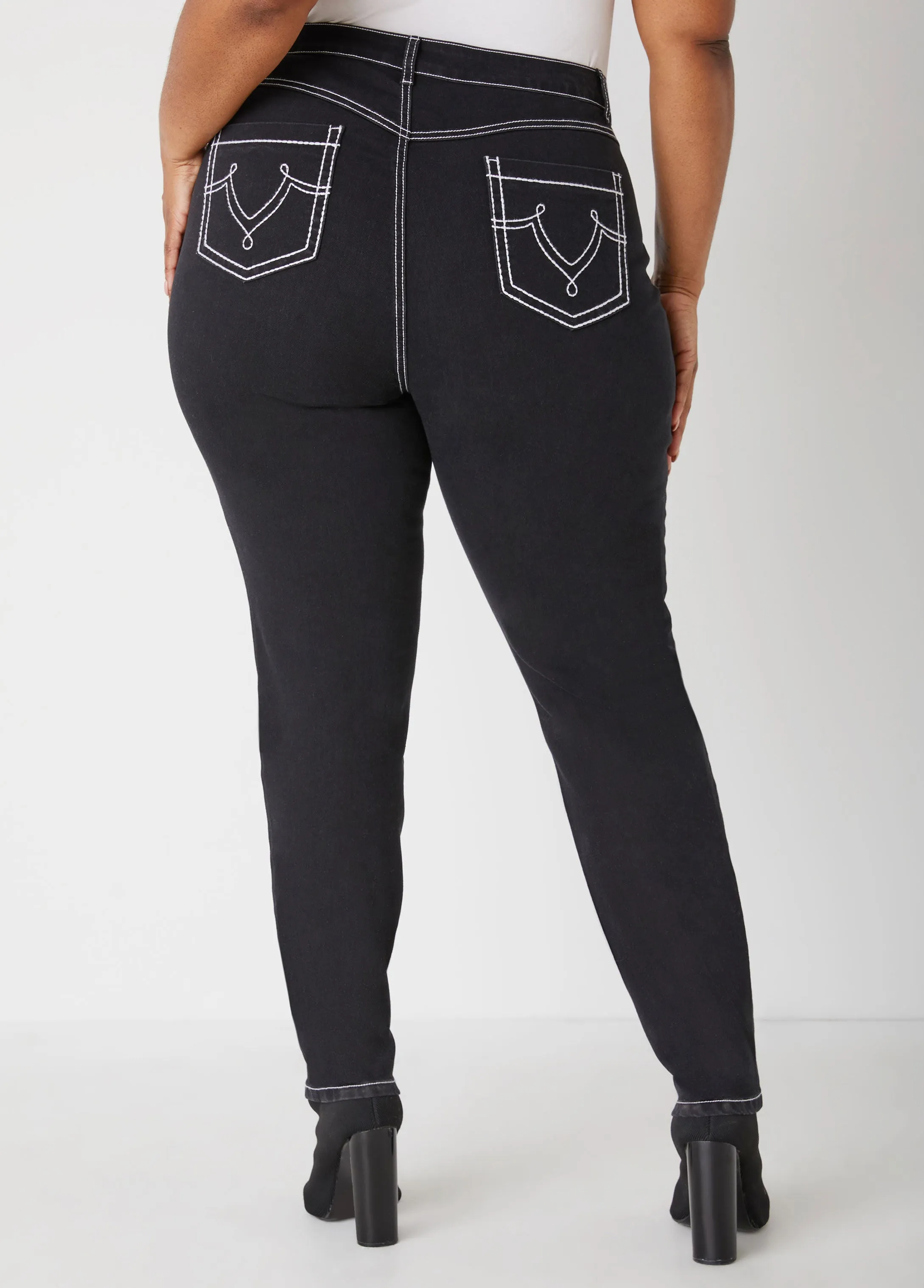 Stitch Detailed Skinny Jeans sold by Ashley Stewart product image thumbnail 2
