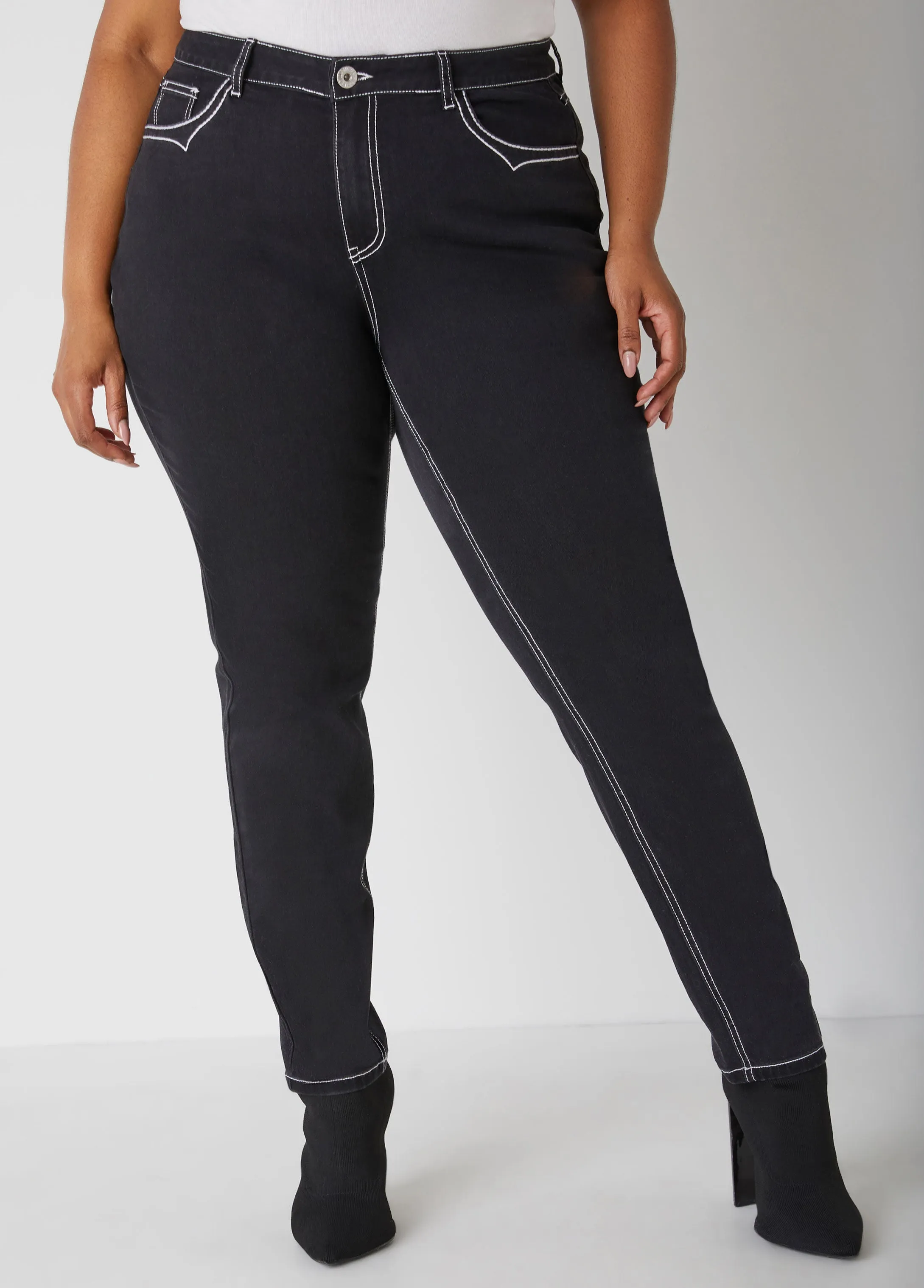 Stitch Detailed Skinny Jeans sold by Ashley Stewart product image thumbnail 3