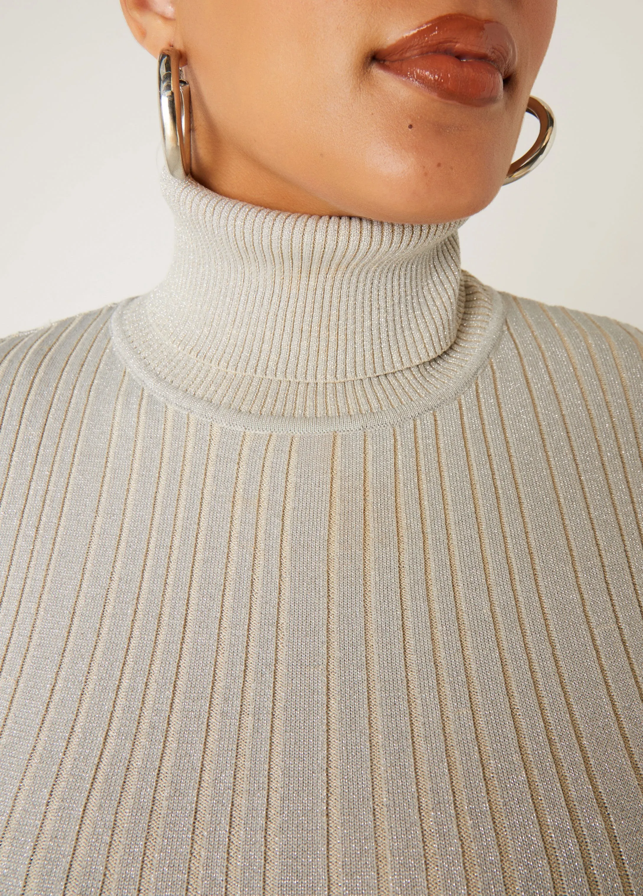 Lurex™ Ribbed Turtleneck Sweater sold by Ashley Stewart product image thumbnail 4