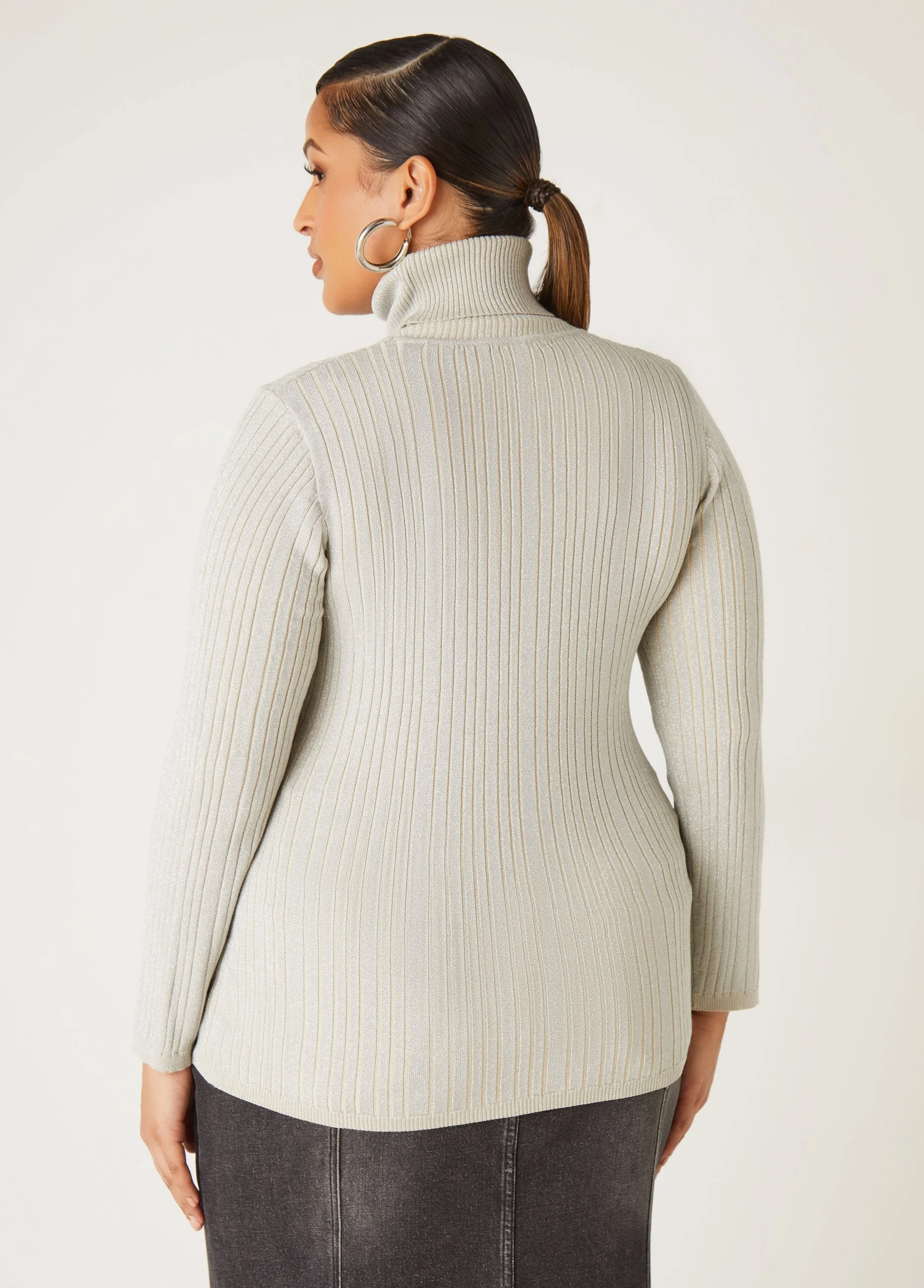 Lurex™ Ribbed Turtleneck Sweater sold by Ashley Stewart product image thumbnail 2