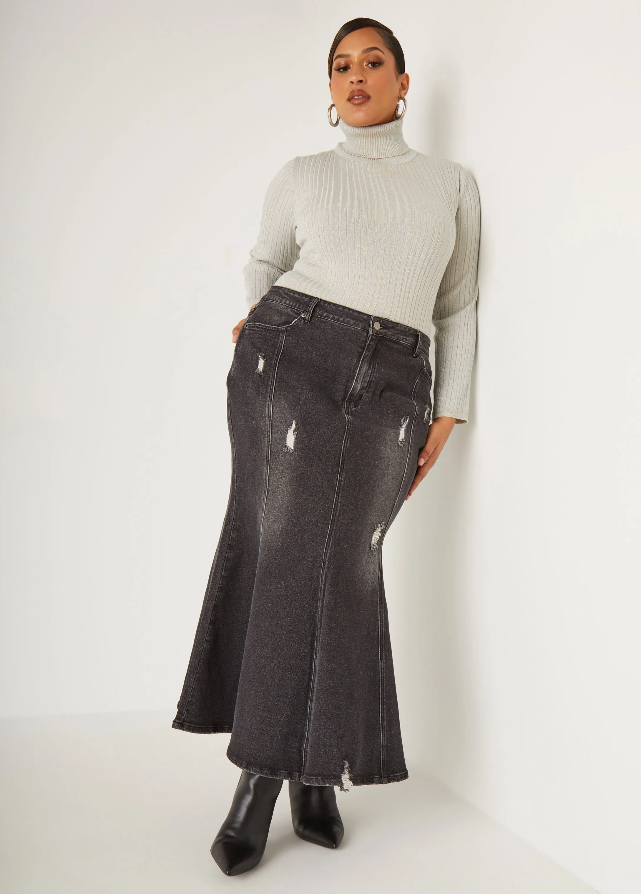 Lurex™ Ribbed Turtleneck Sweater sold by Ashley Stewart product image thumbnail 3