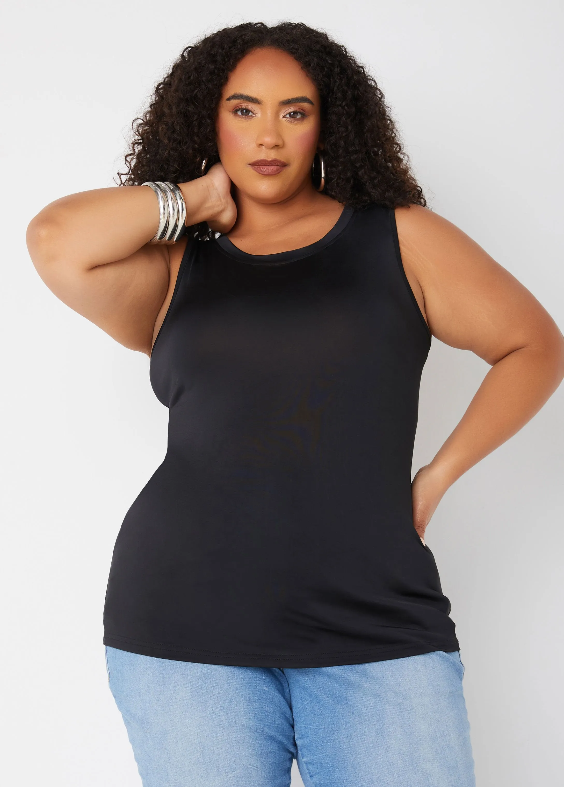 The Basic Knit Cami Top sold by Ashley Stewart