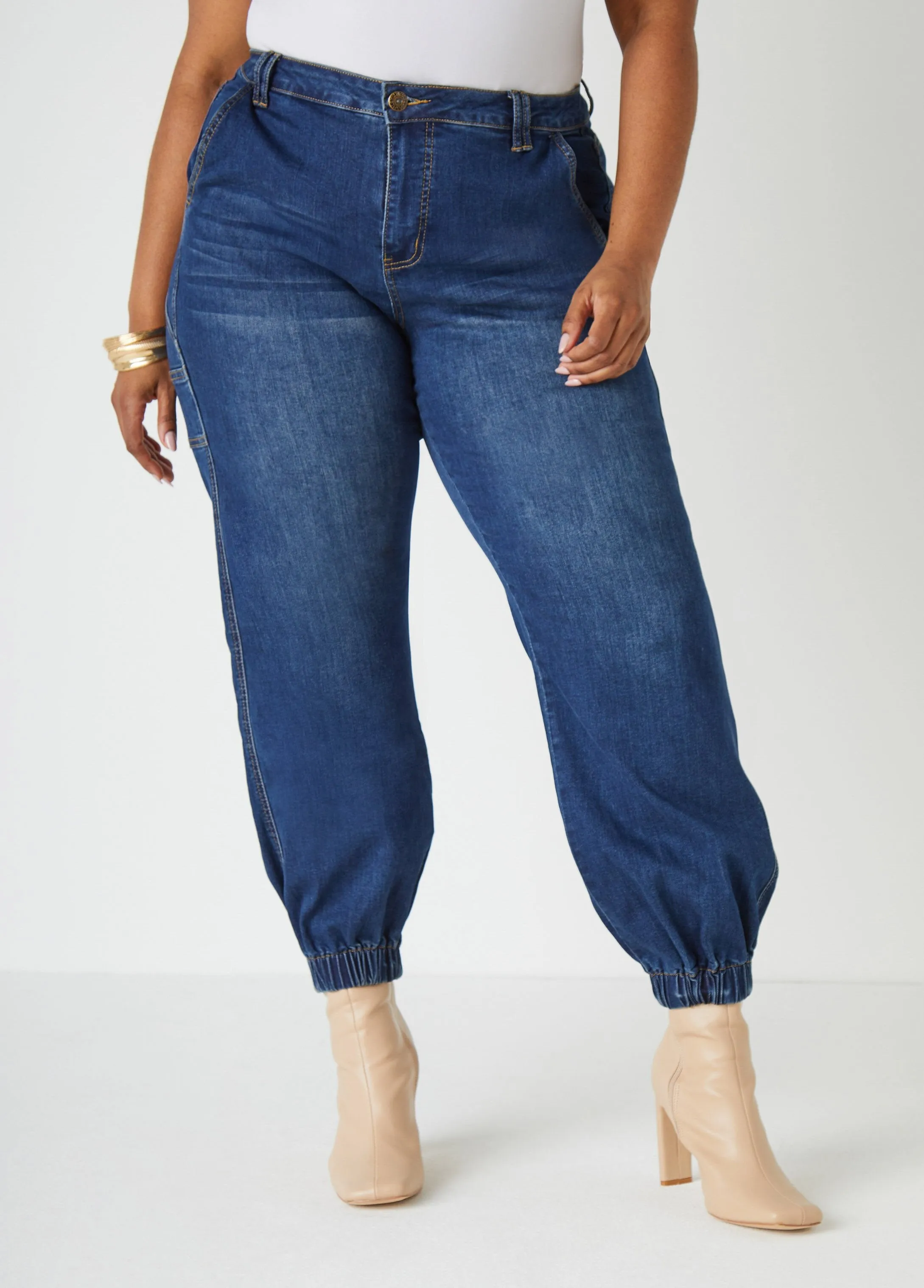 Mid Rise Denim Joggers sold by Ashley Stewart product image thumbnail 4