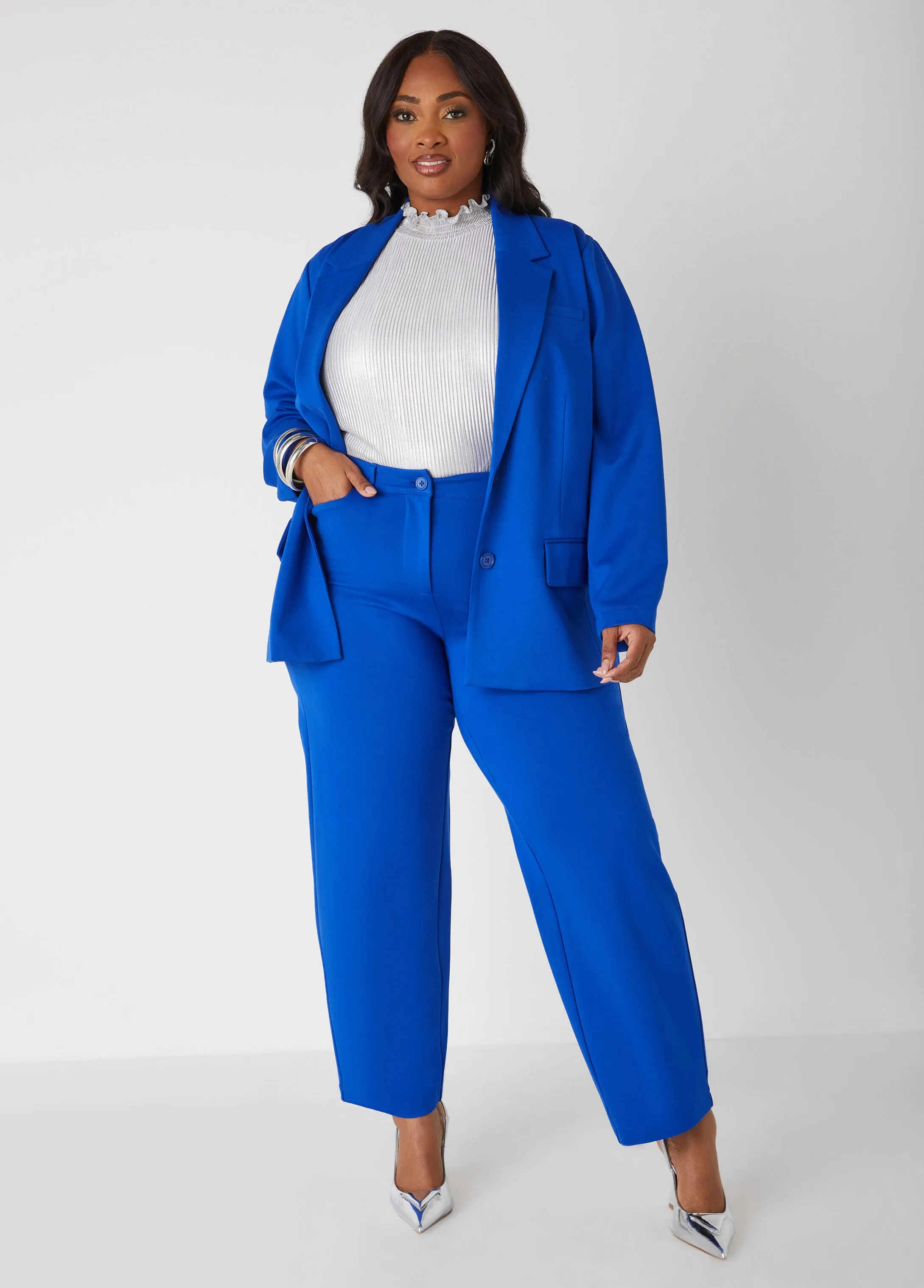 Ponte Buttoned Blazer sold by Ashley Stewart product image thumbnail 3