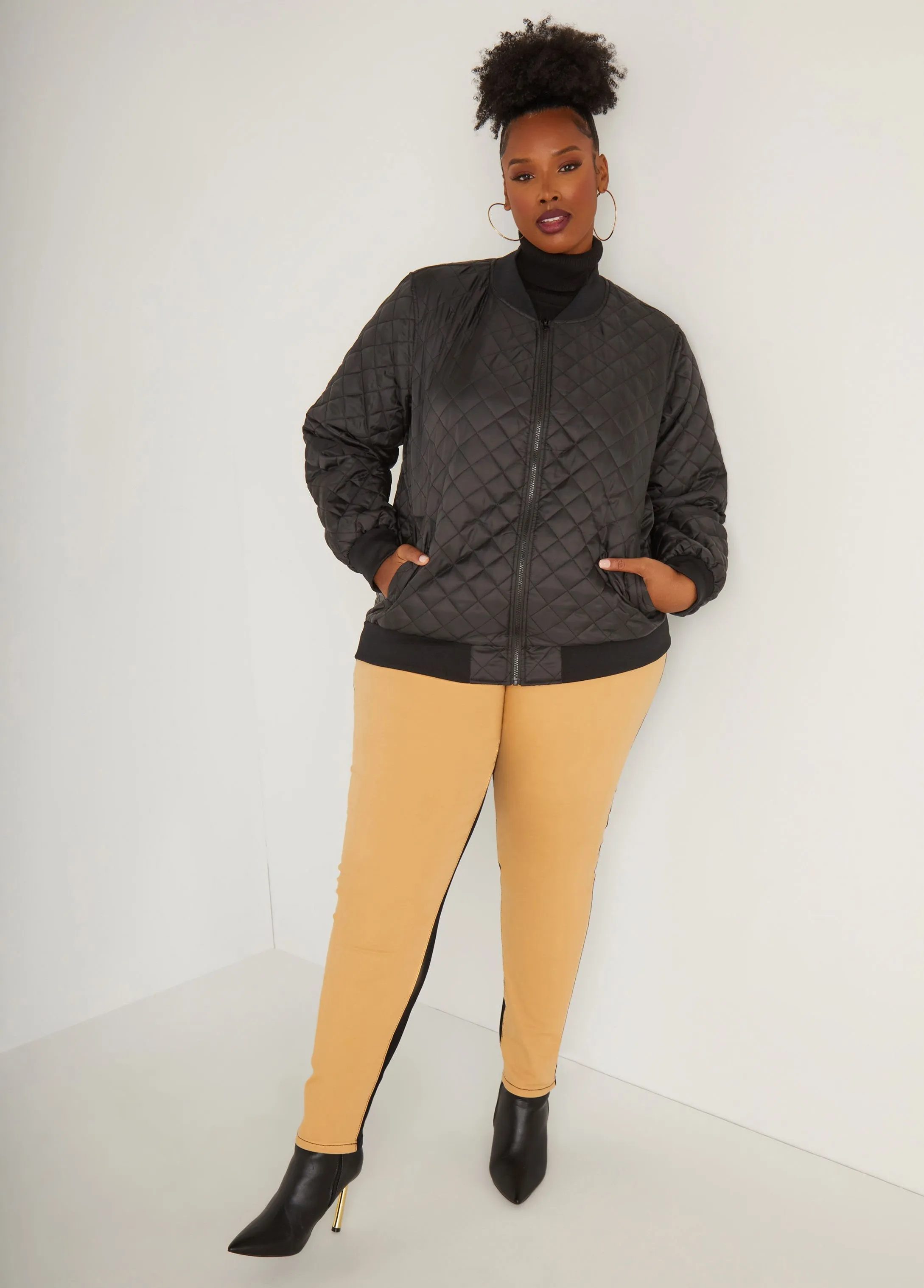 Classic Quilted Bomber Jacket sold by Ashley Stewart product image thumbnail 3