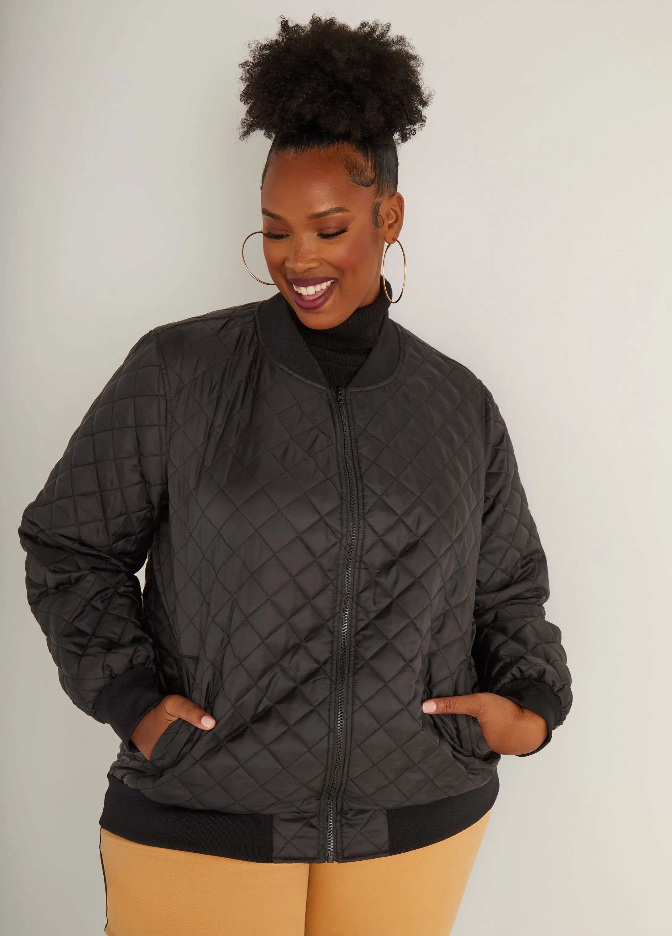 Classic Quilted Bomber Jacket sold by Ashley Stewart product image thumbnail 5