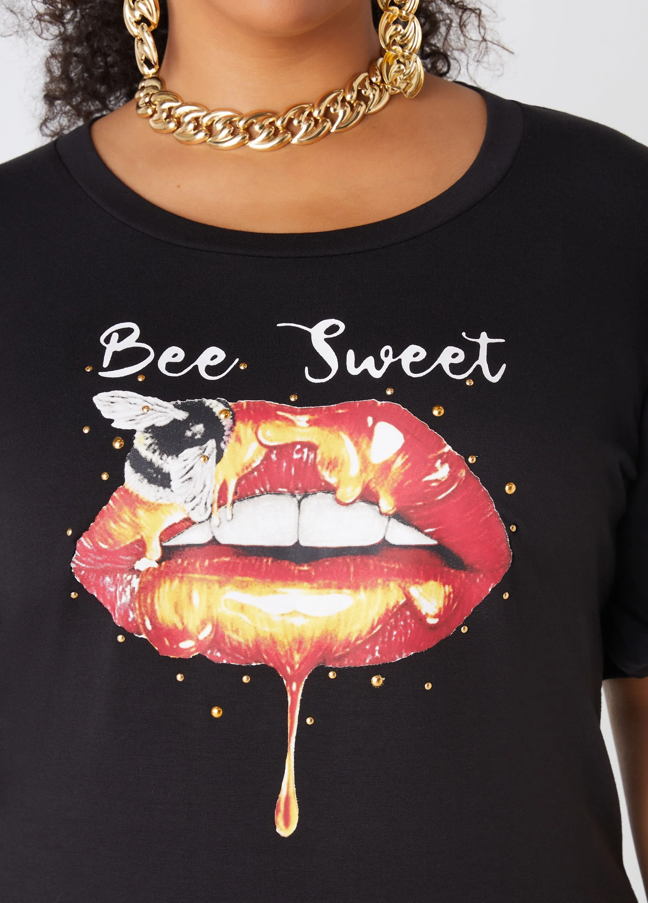 Bee Sweet Puff Sleeved Tee sold by Ashley Stewart product image thumbnail 5