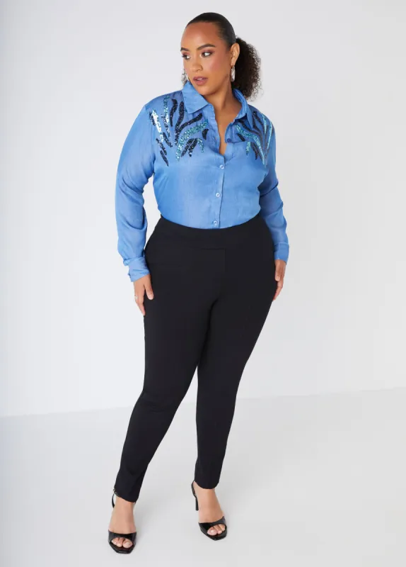 Sequined Chambray Shirt sold by Ashley Stewart